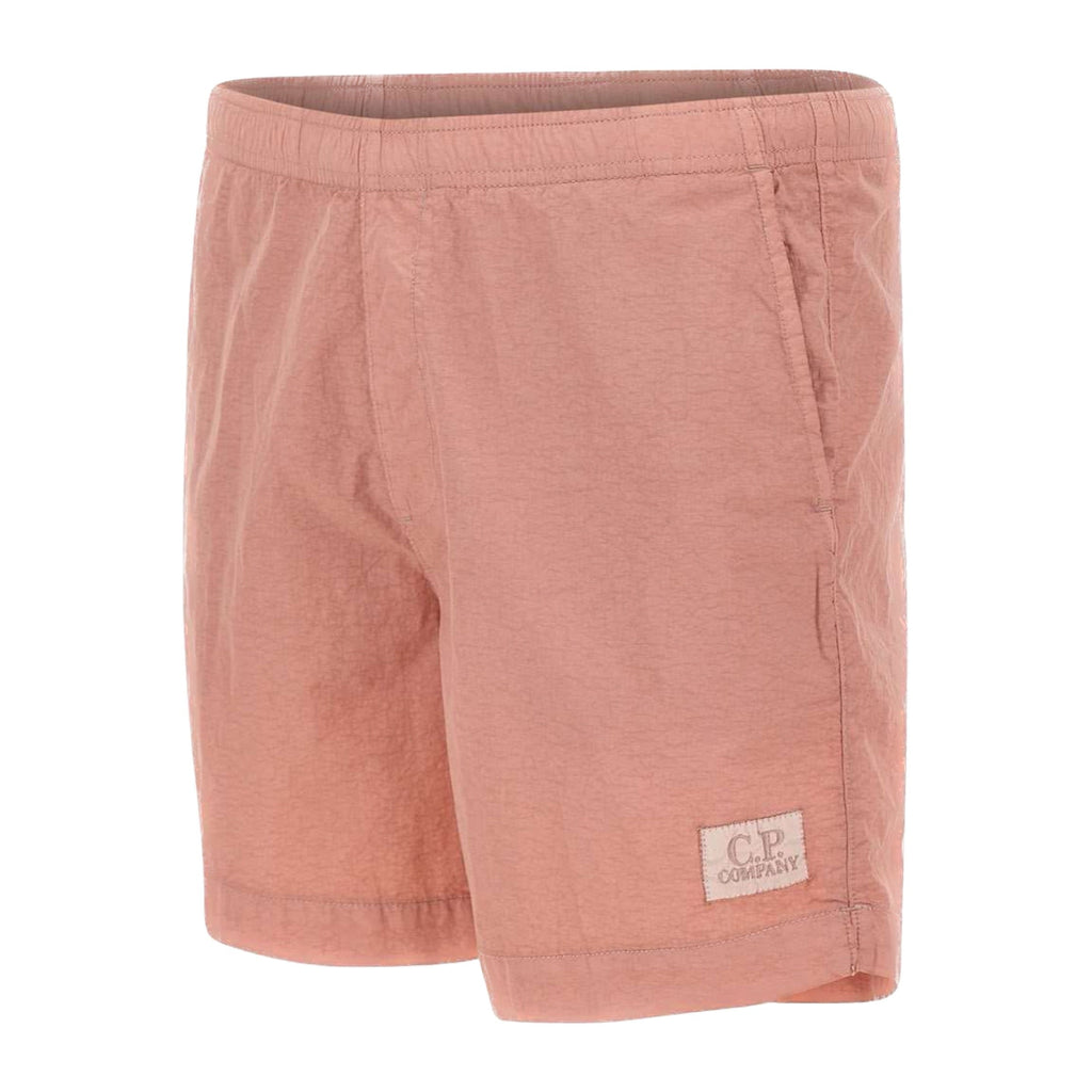 Cp Company Flatt Nylon Stitch Logo Swim Shorts Pale Mauve