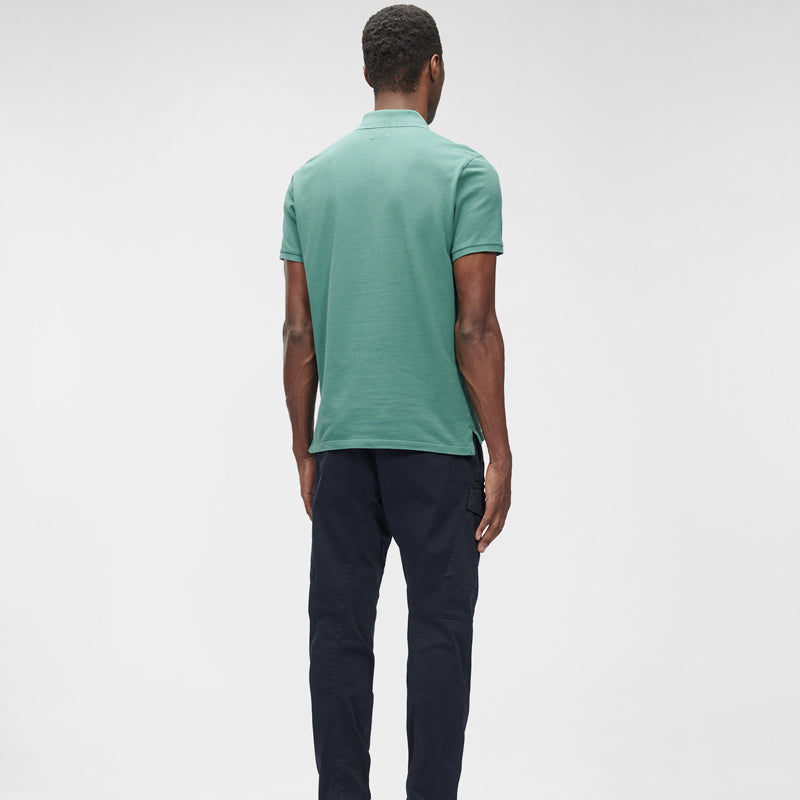 Cp Company Resist Dyed Regular Fit Short Sleeve Polo 140A In Frosty Green