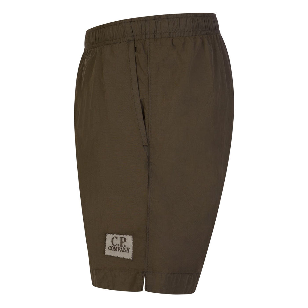 Cp Company Flatt Nylon Stitch Logo Swim Shorts in Ivy Green