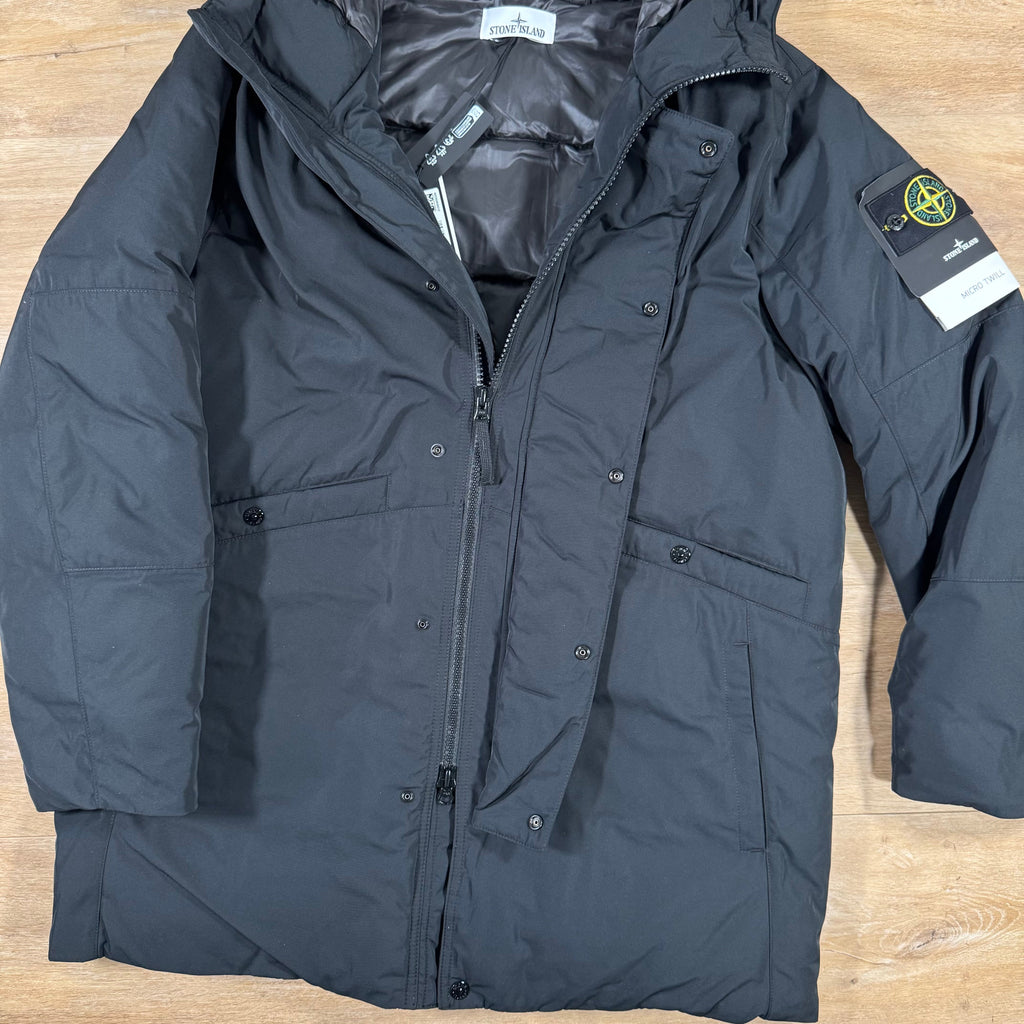 Stone Island Micro Twill Down Parka in Black