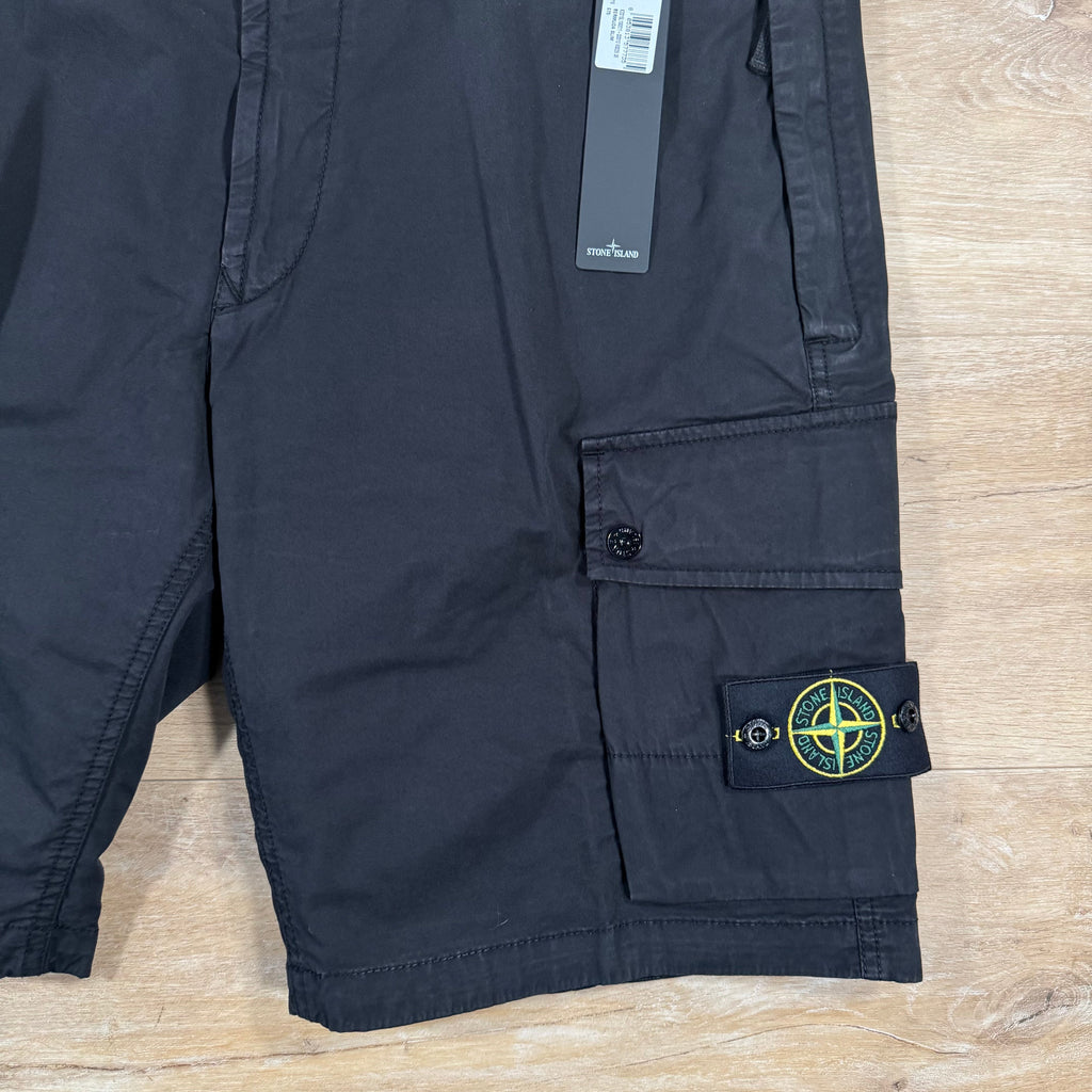 Stone Island Supima Cotton Twill Stretch-TC Bermuda Shorts in Black
