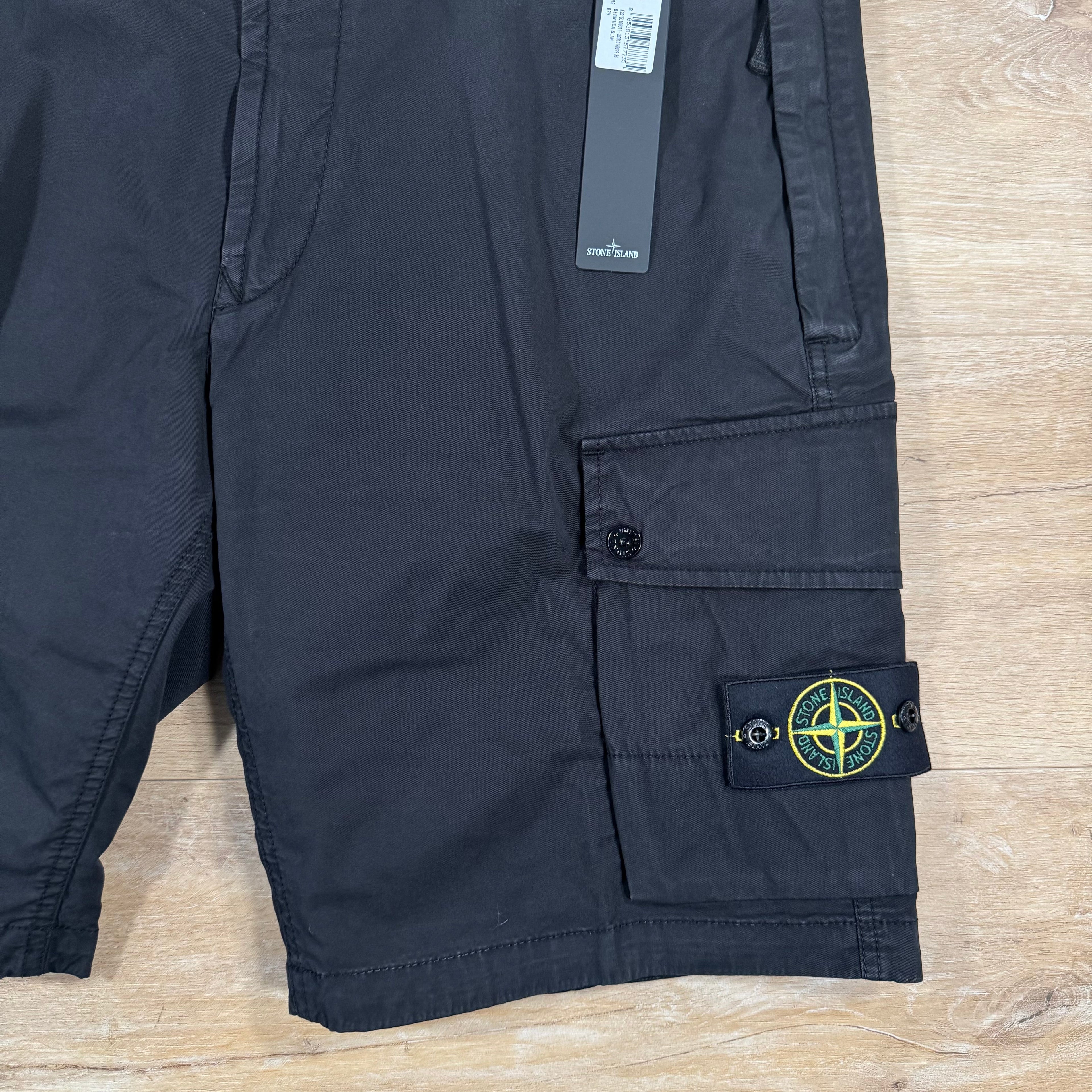 Stone Island Supima Cotton Twill Stretch-TC Bermuda Shorts in Black