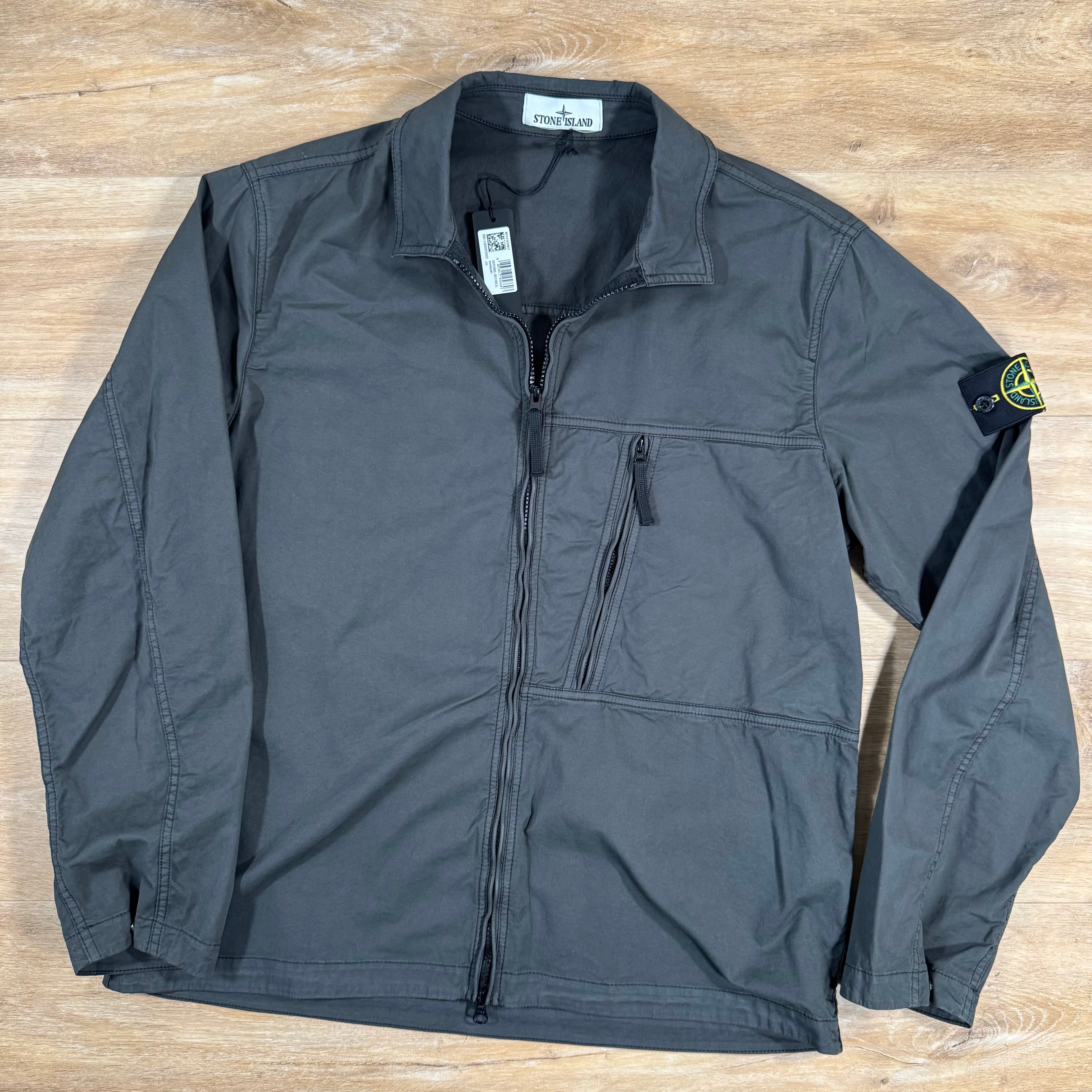 Stone Island Supima Cotton Twill Overshirt in Lead Grey