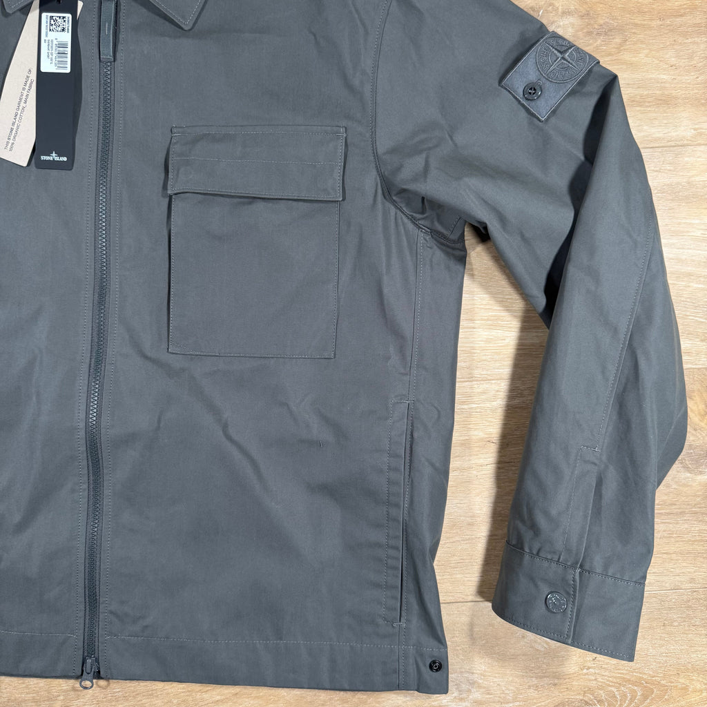 Stone Island Ghost Weatherproof Cotton Canvas Overshirt in Dark Grey