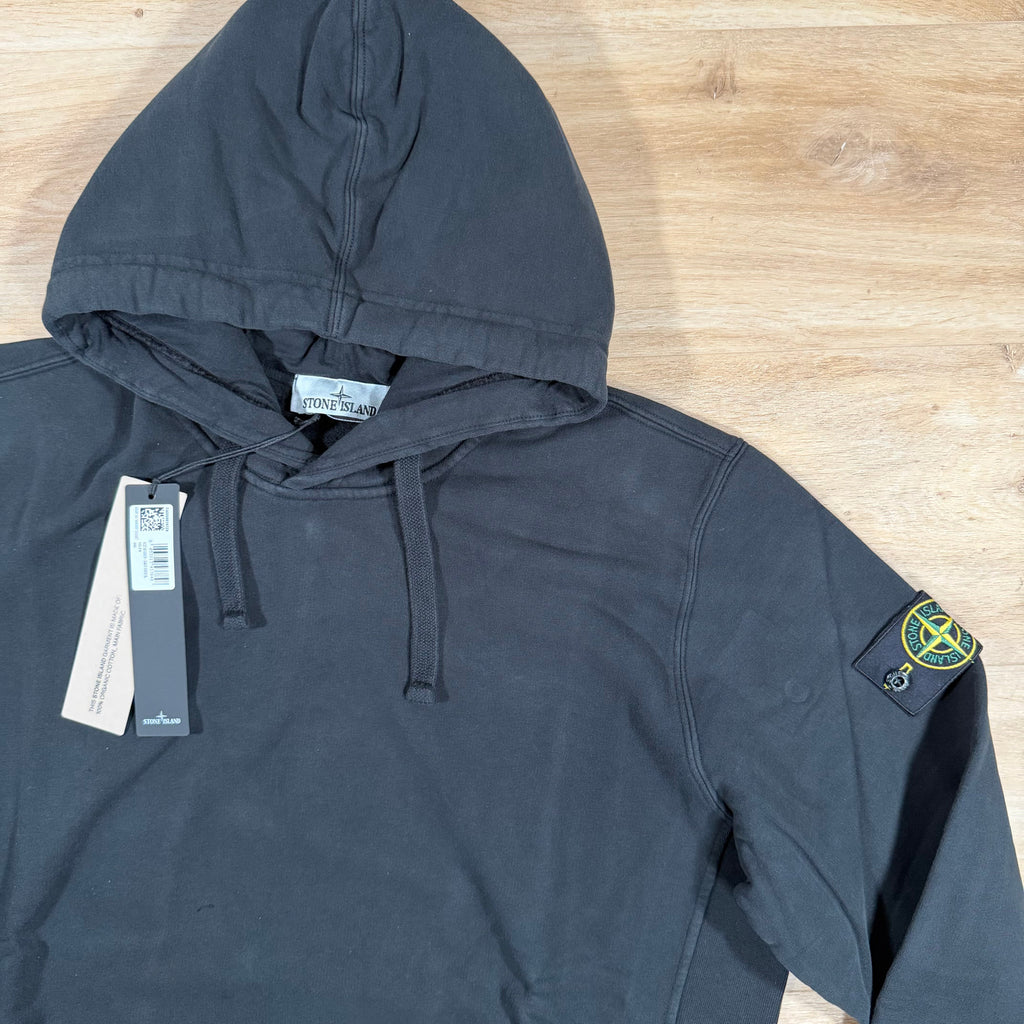 Stone Island Brushed Organic Cotton Fleece Hoodie in Black