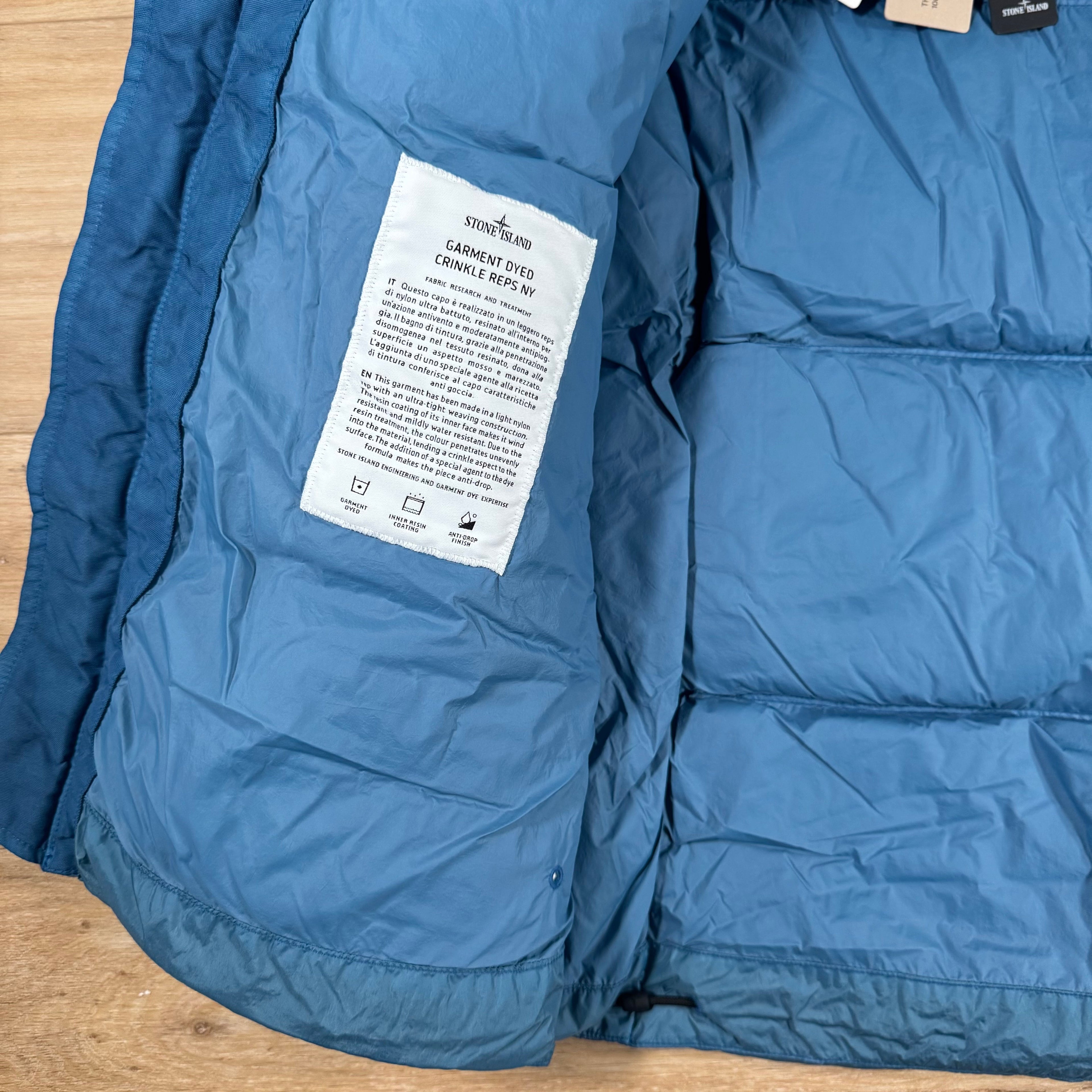 Stone Island Crinkle Reps NY Nylon Down Jacket in Steel Blue