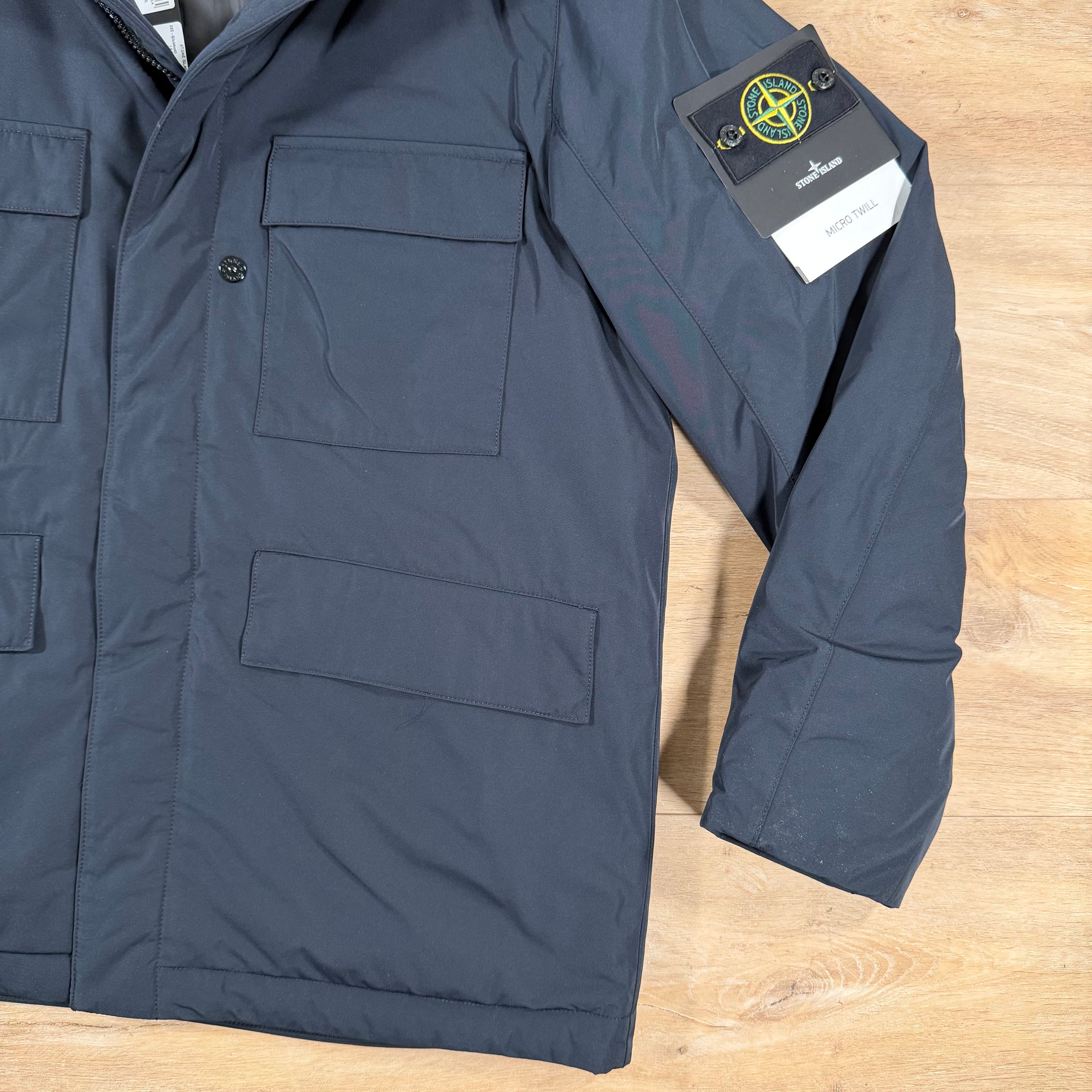 Stone Island Micro Twill Padded Field Jacket in Navy