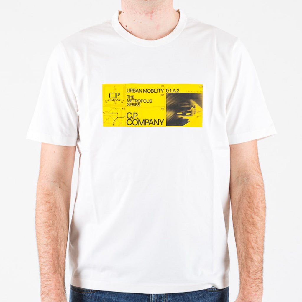 Cp Company Mercerised Jersey Urban Mobility T-Shirt in White