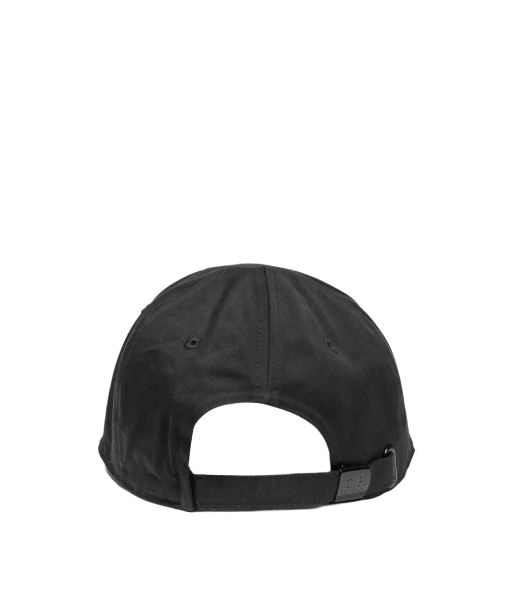 Cp Company Gabardine Logo Cap In Black
