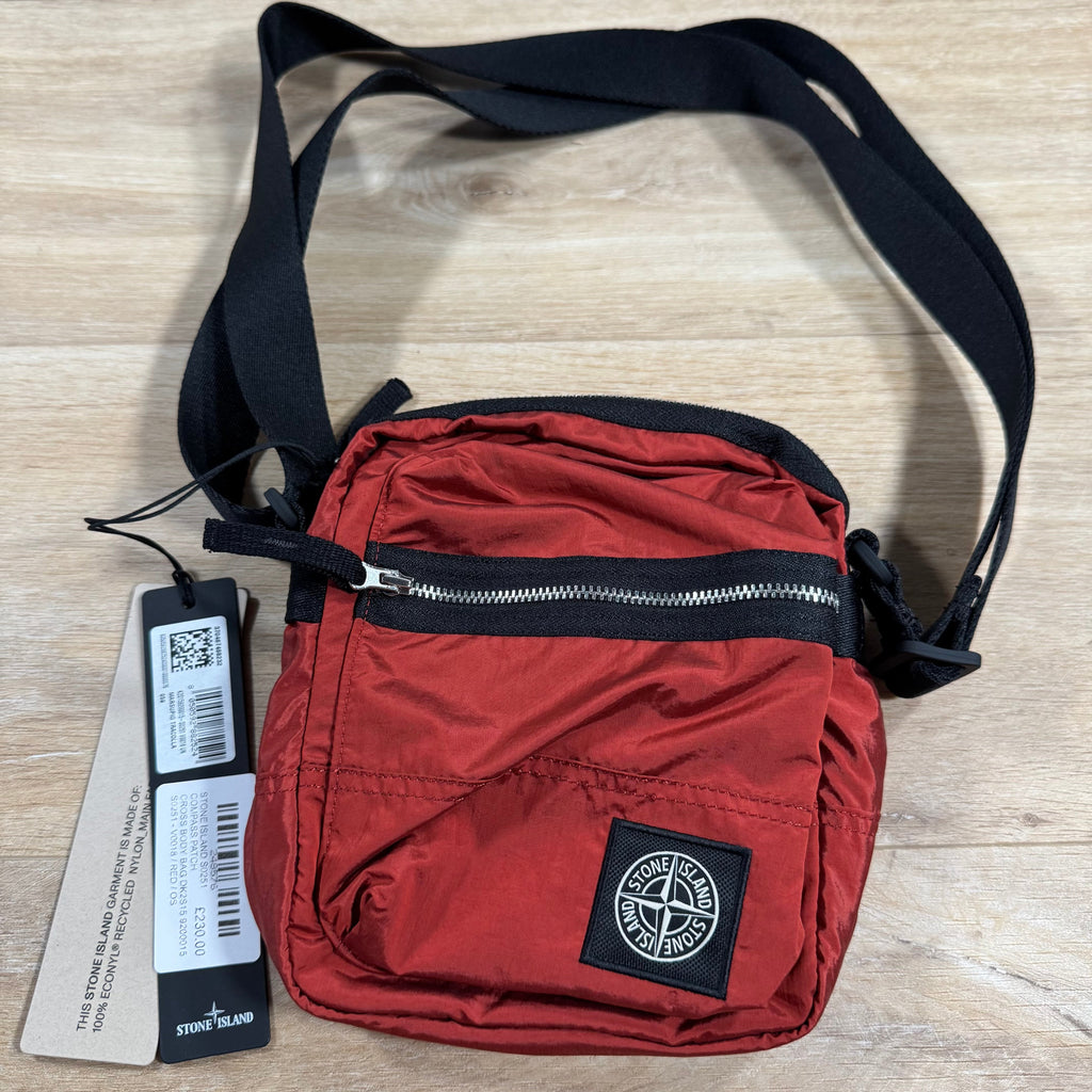 Stone Island Coated Nylon Metal Body Bag in Scarlet Red