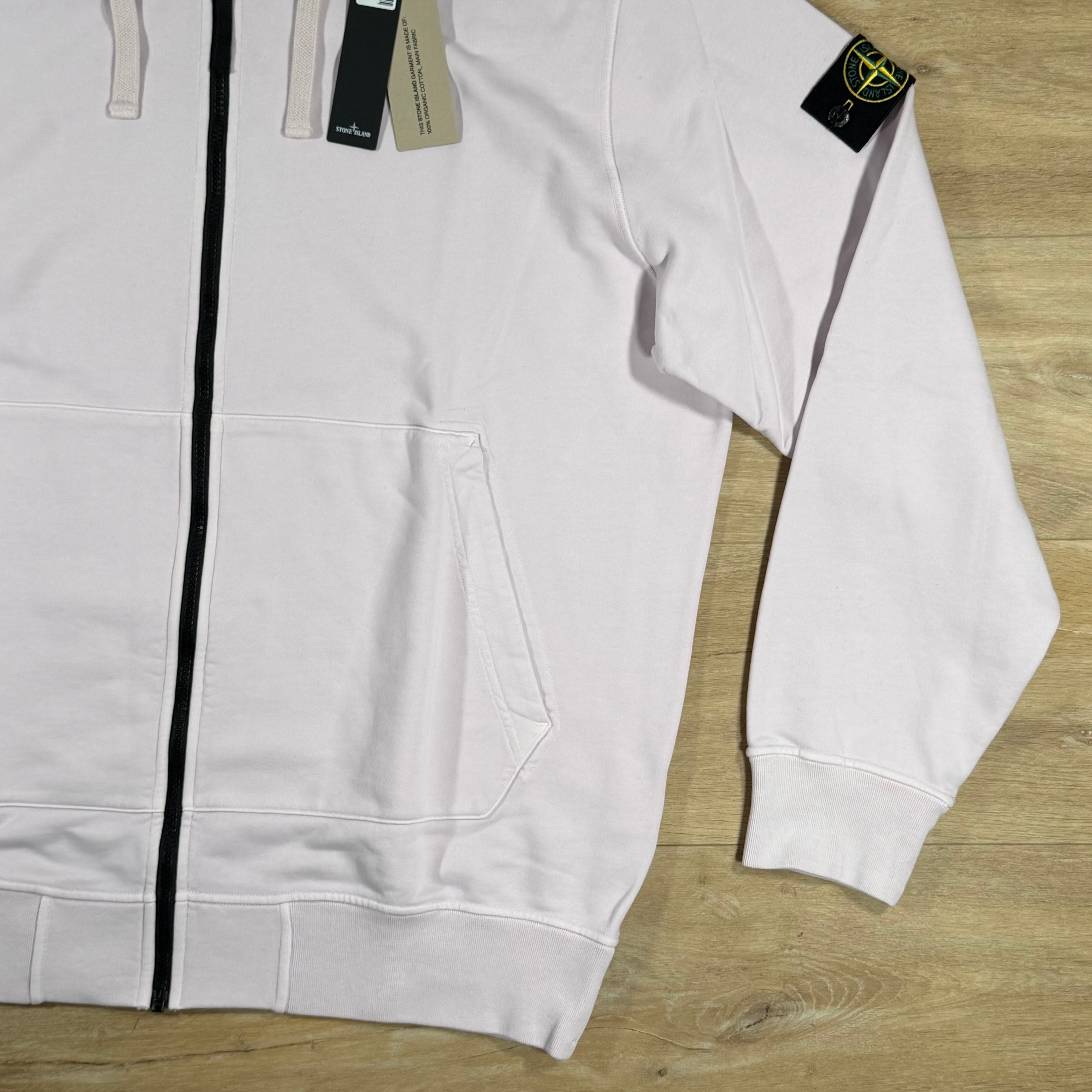 Stone Island Organic Cotton Fleece Zip Hoodie in Antique Rose