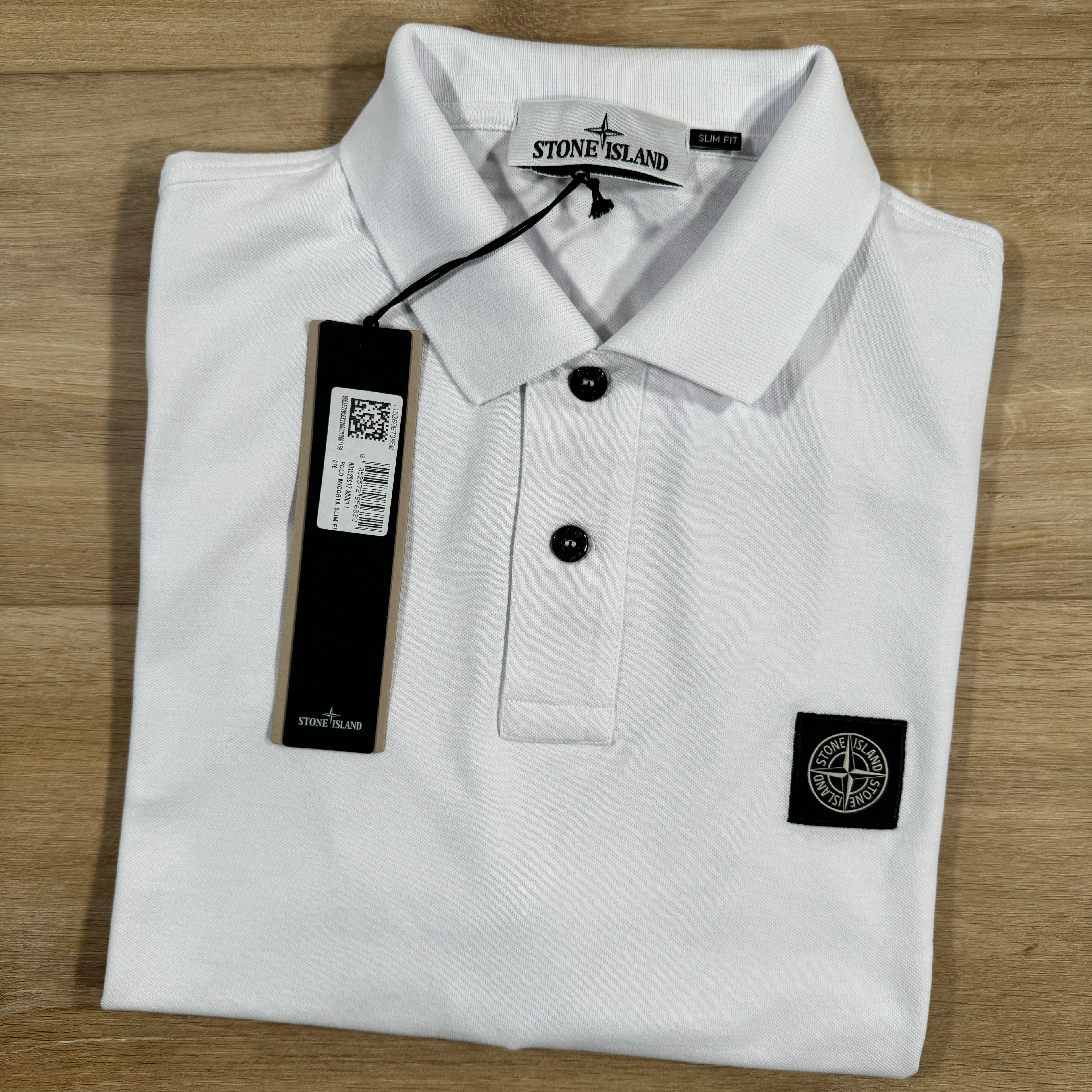 Stone Island Patch Logo Polo Shirt in White