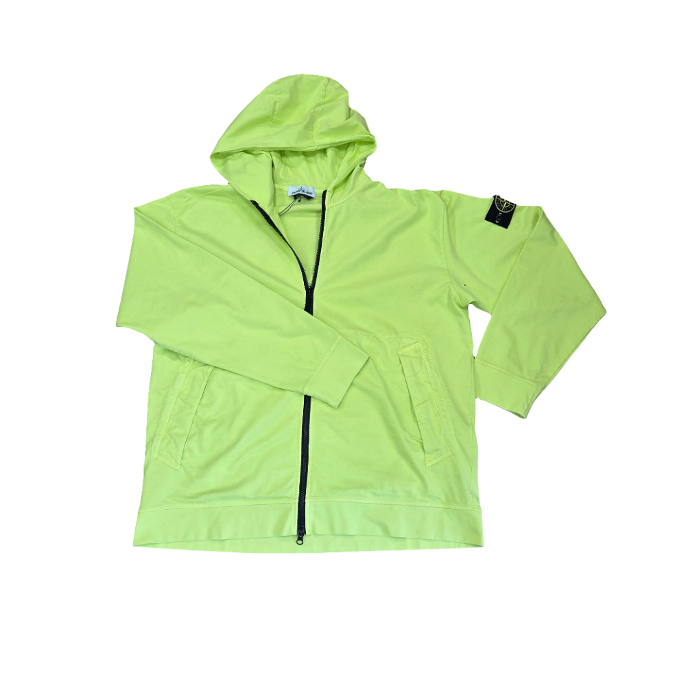 Stone Island Light Fleece Full Zip Hoodie In Lemon