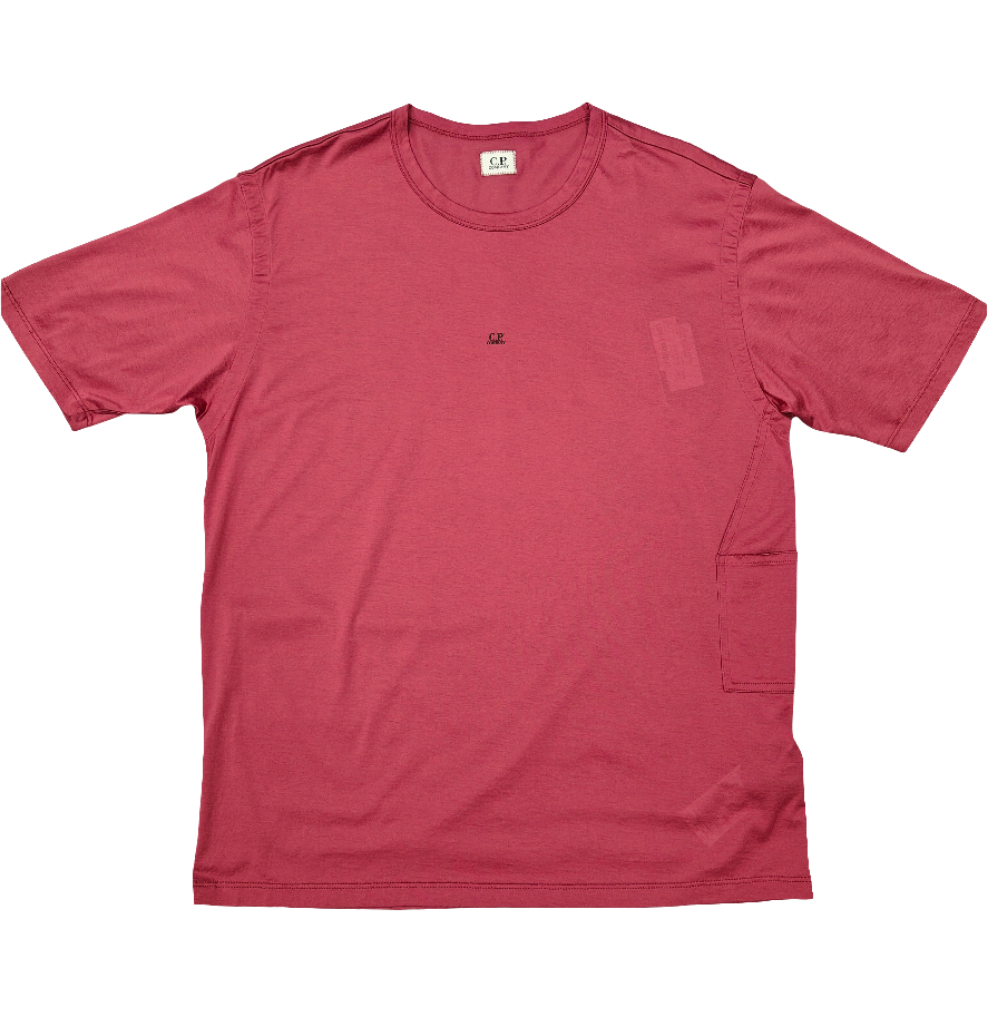 Cp Company 242A Small Logo T-Shirt in Red Bud