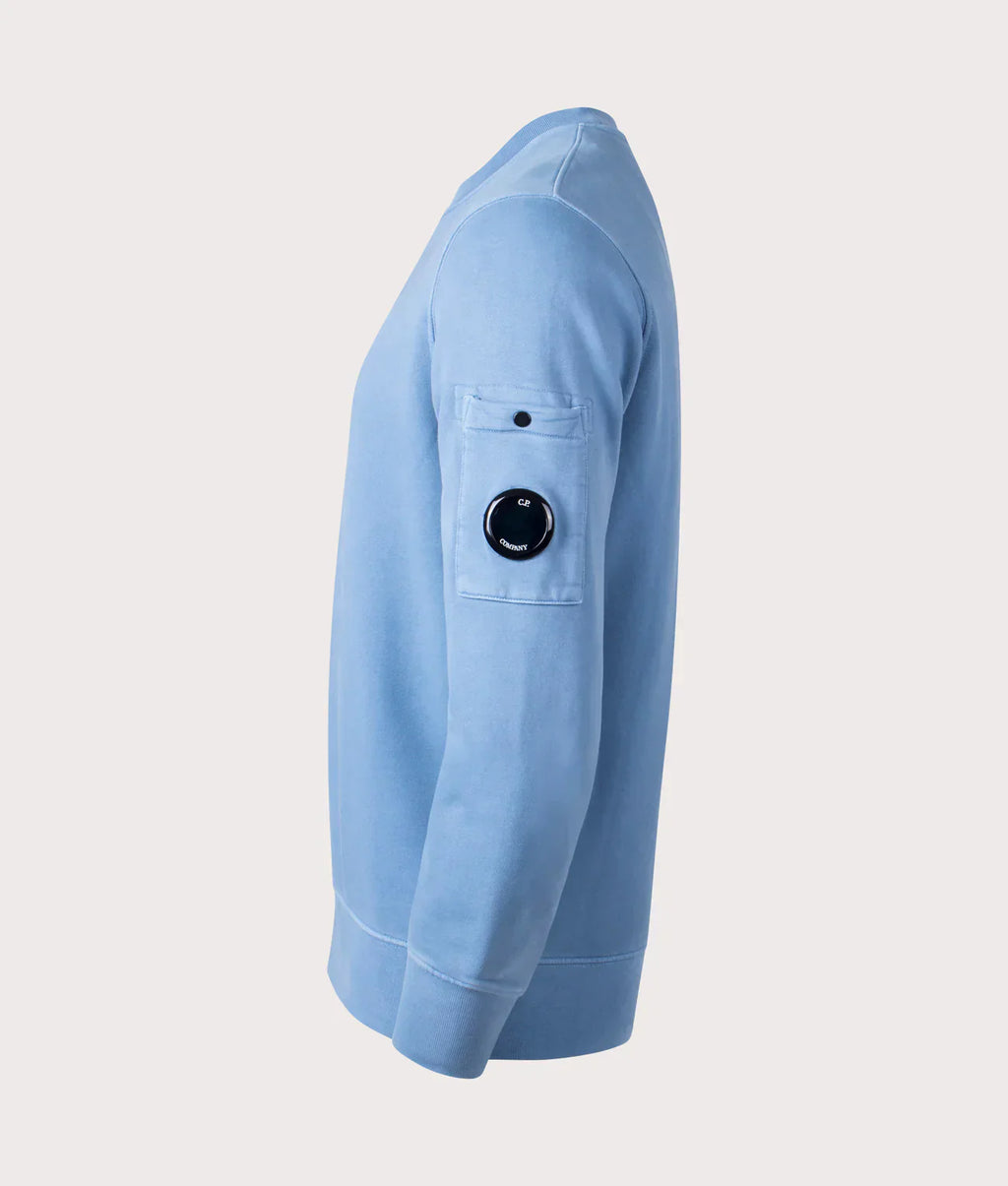 Cp Company Brushed Emerized Resist Dyed Lens Sweatshirt in Riviera Blue