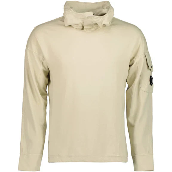 Cp Company Light Fleece Lens Overhead Hoodie in Sandshell