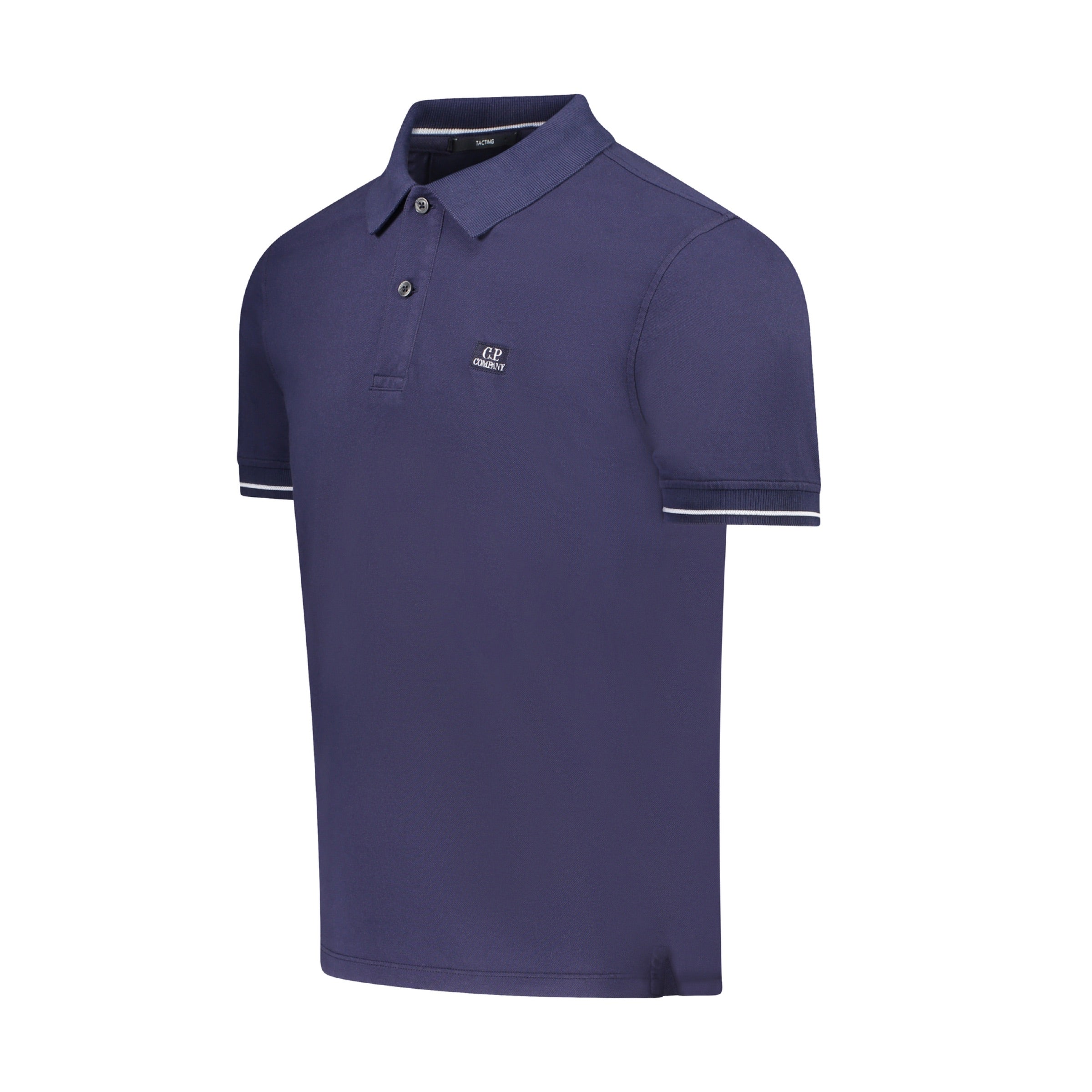 Cp Company Tacting Piquet Logo Polo Shirt In Medieval Blue