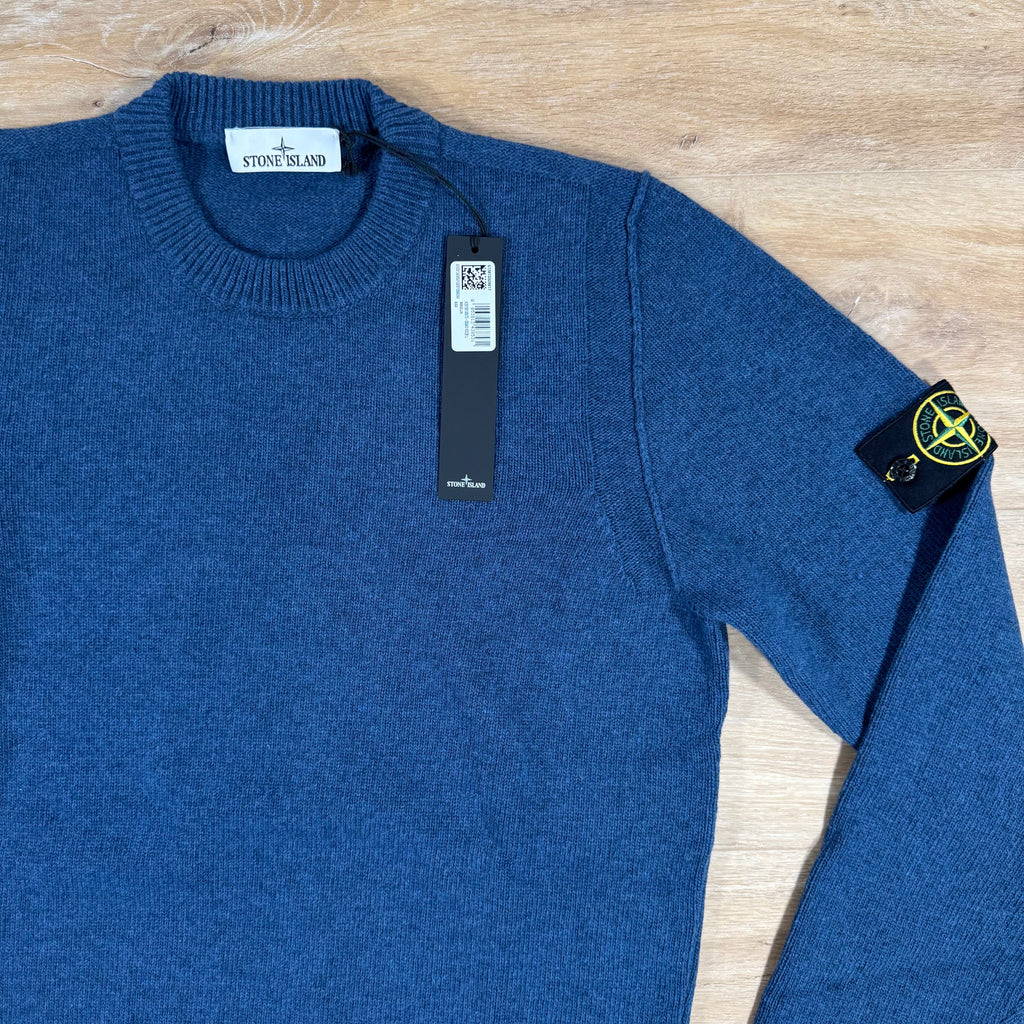 Stone Island Lambswool Crewneck Jumper in Steel Blue
