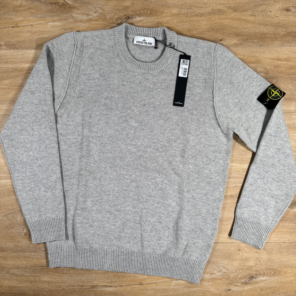 Stone Island Lambswool Crewneck Jumper in Grey Melange