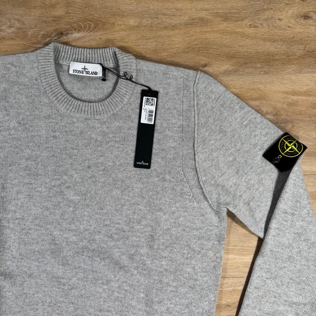 Stone Island Lambswool Crewneck Jumper in Grey Melange