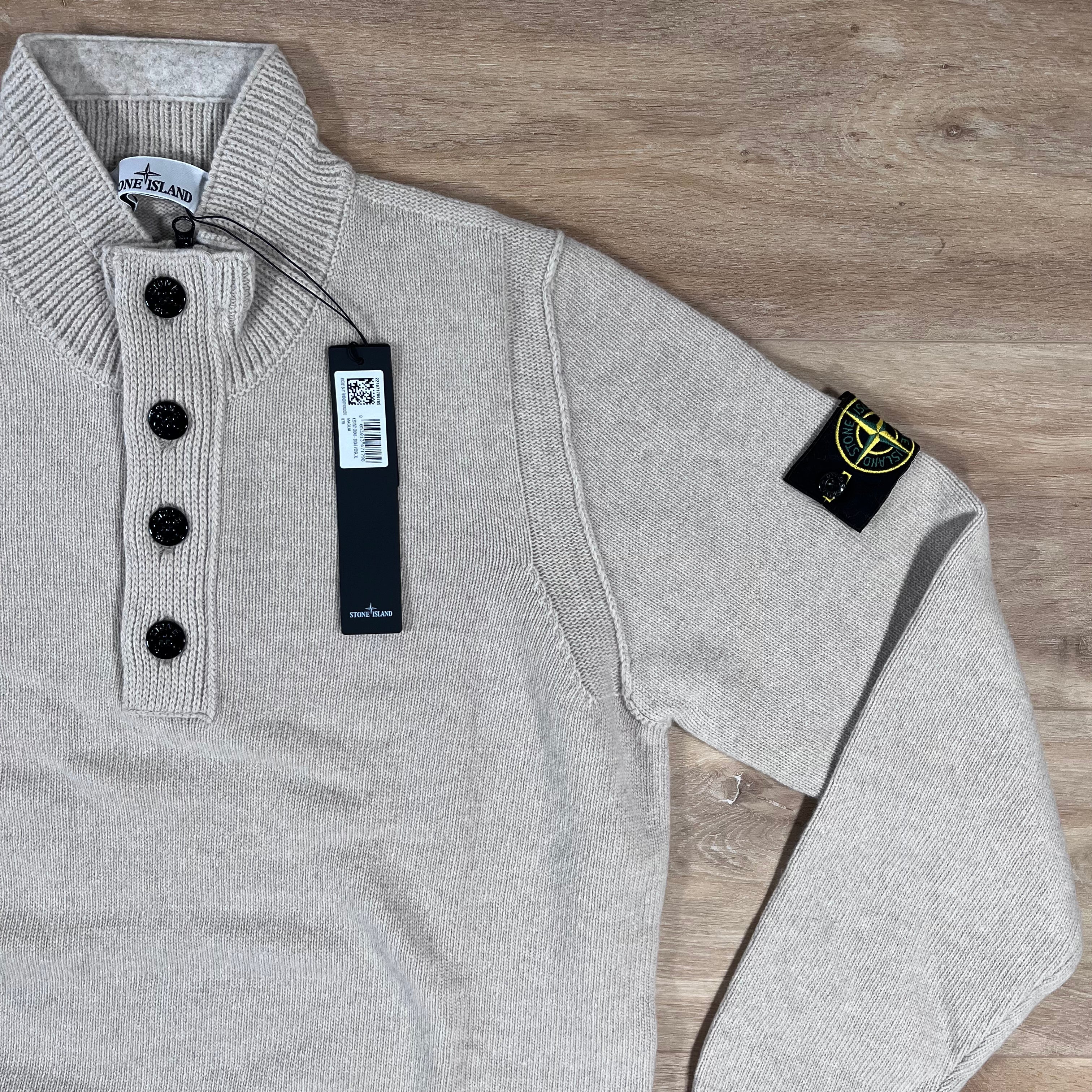 Stone Island Lambswool Half-Zip Jumper in Desert