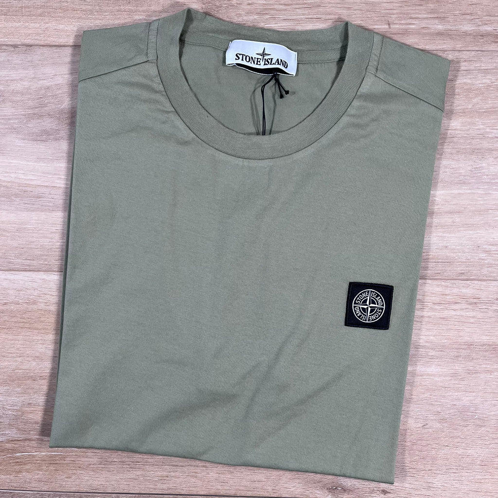Stone Island Patch Logo T-Shirt in Sage Green