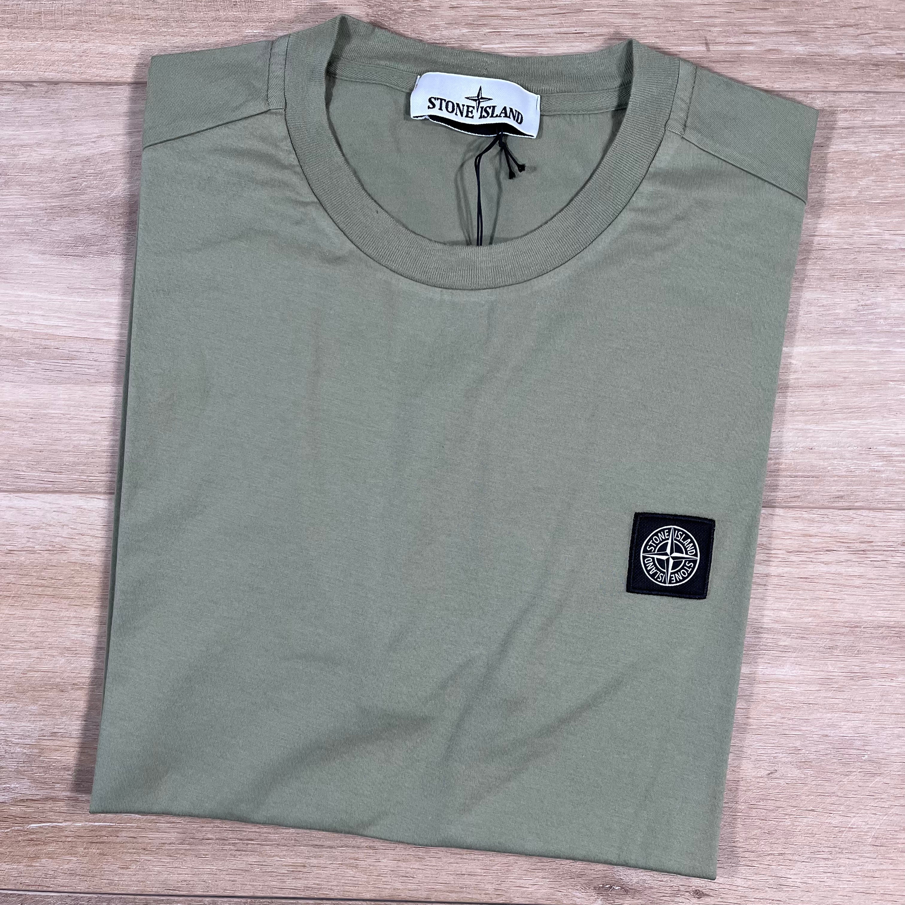 Stone Island Patch Logo T-Shirt in Sage Green