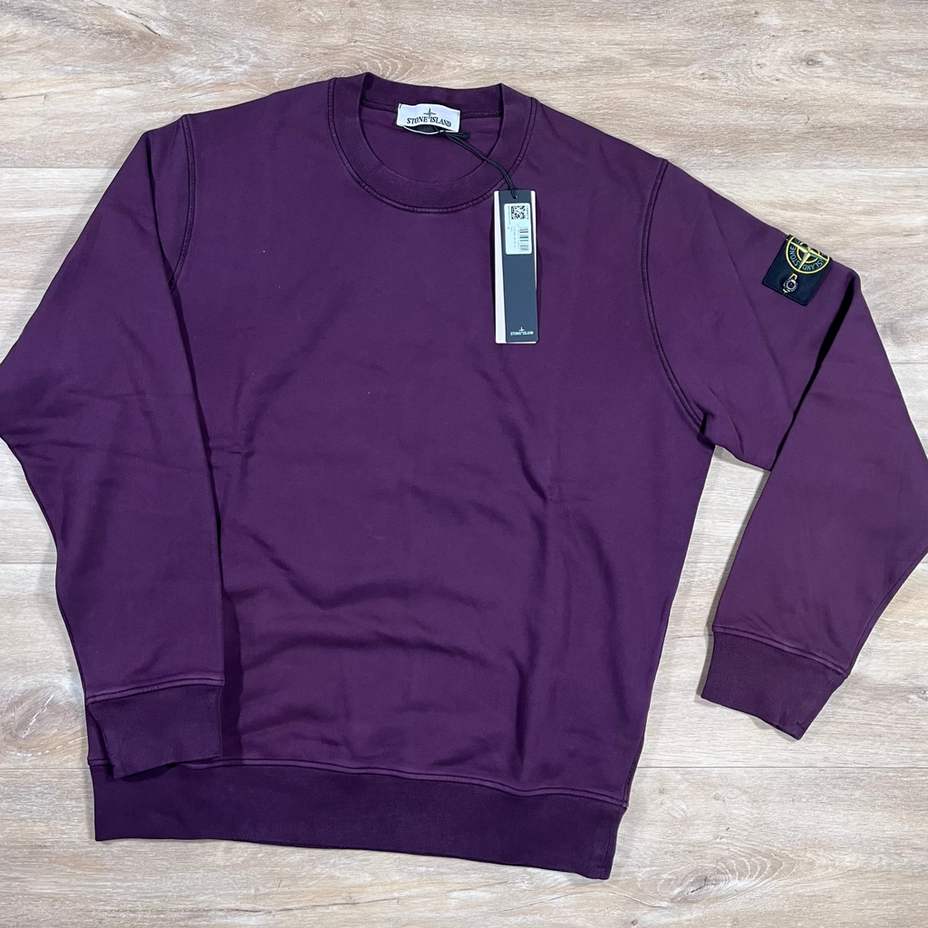 Stone Island Organic Cotton Fleece Crewneck Sweatshirt in Amaranth