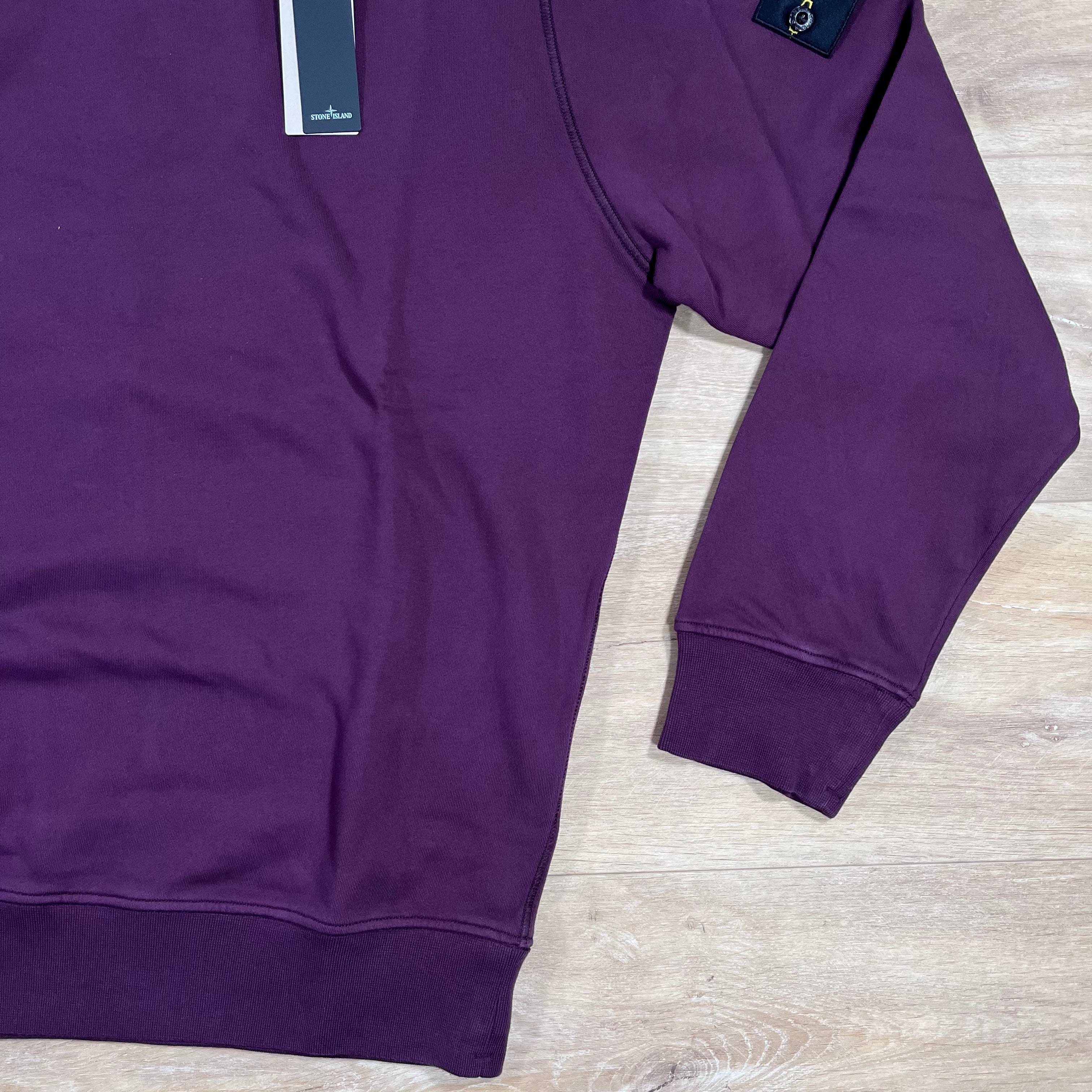 Stone Island Organic Cotton Fleece Crewneck Sweatshirt in Amaranth