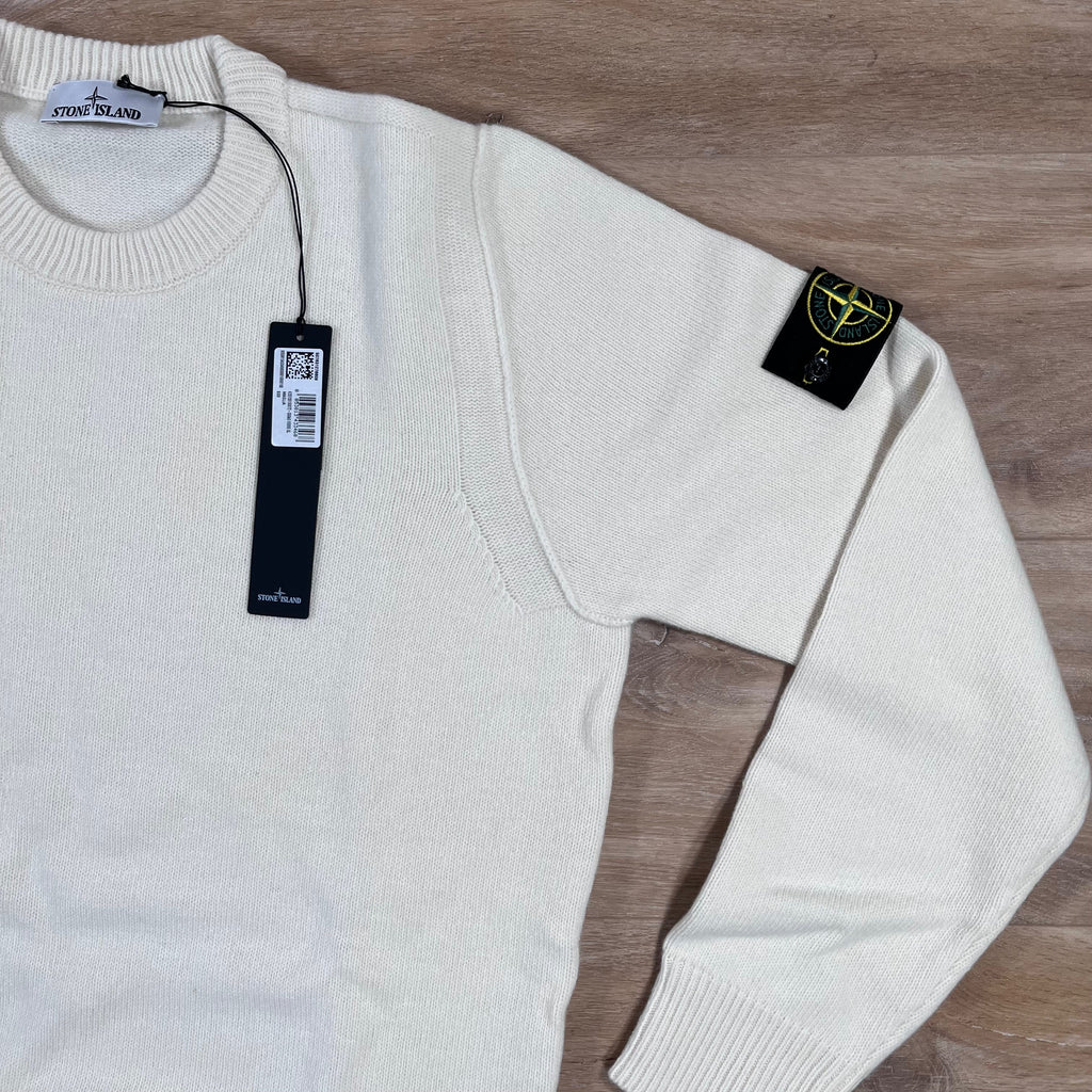 Stone Island Lambswool Crewneck Jumper in Ivory