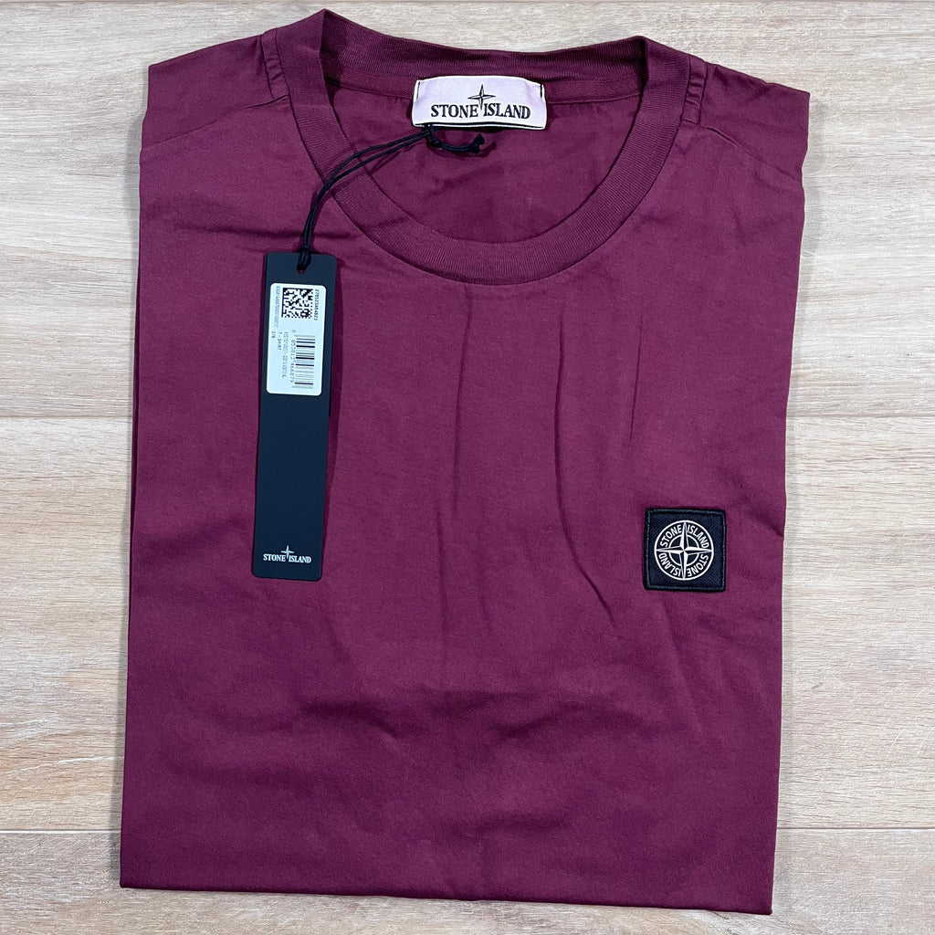 Stone Island Patch Logo T-Shirt in Dark Burgundy