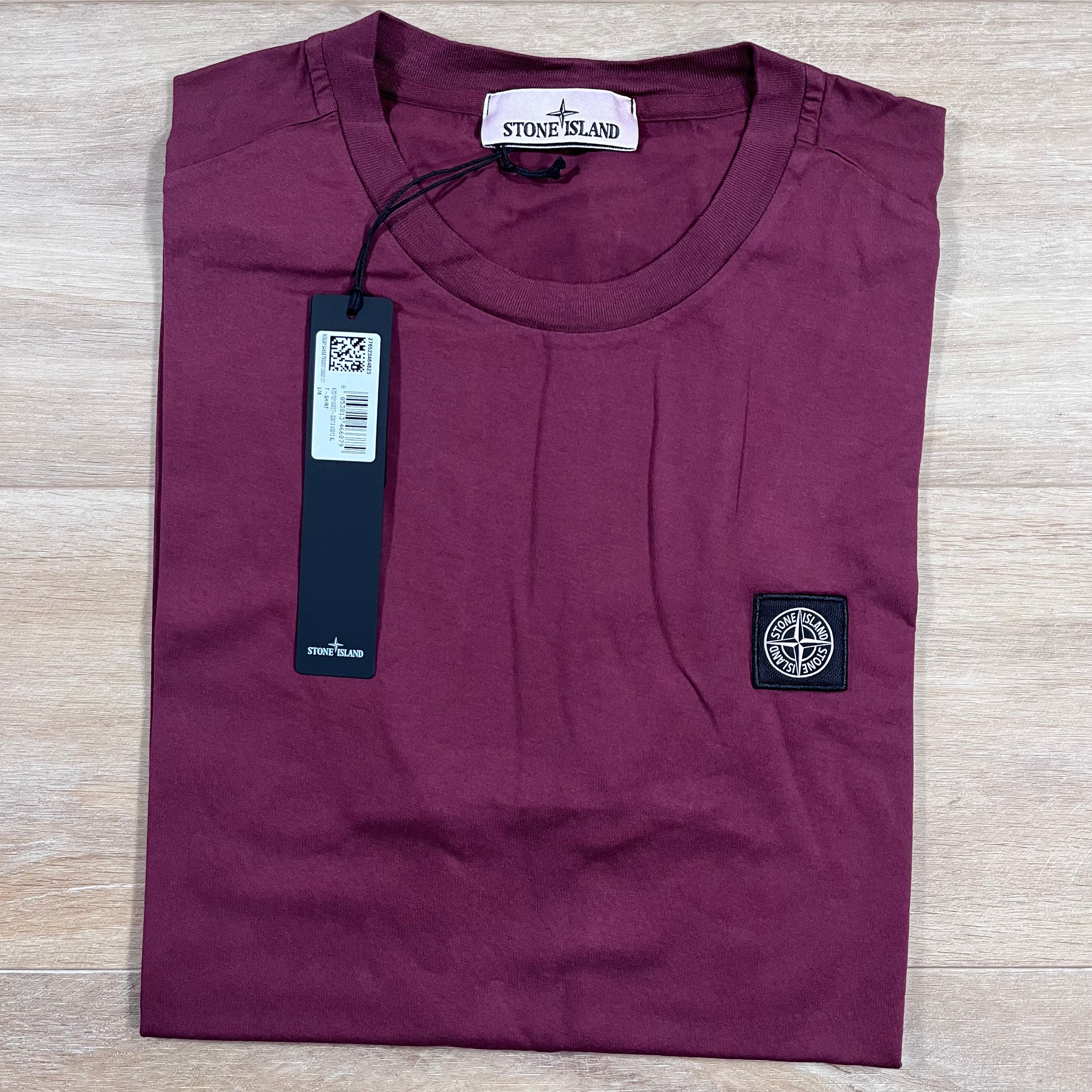 Stone Island Patch Logo T-Shirt in Dark Burgundy
