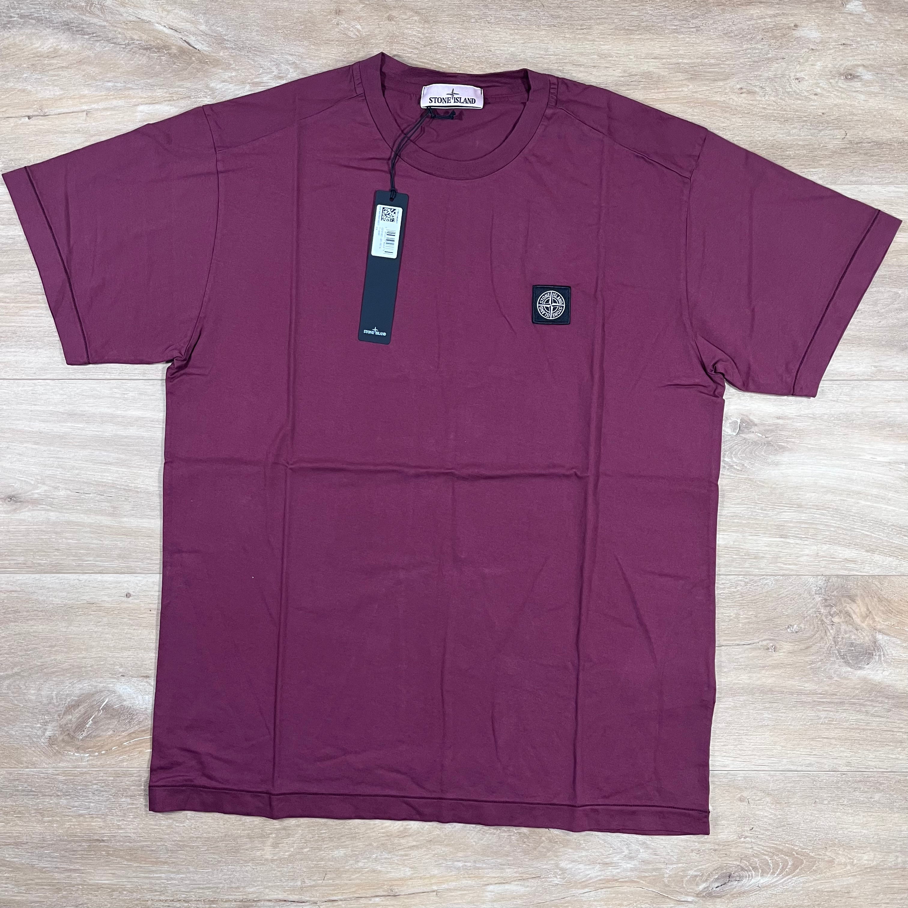 Stone Island Patch Logo T-Shirt in Dark Burgundy