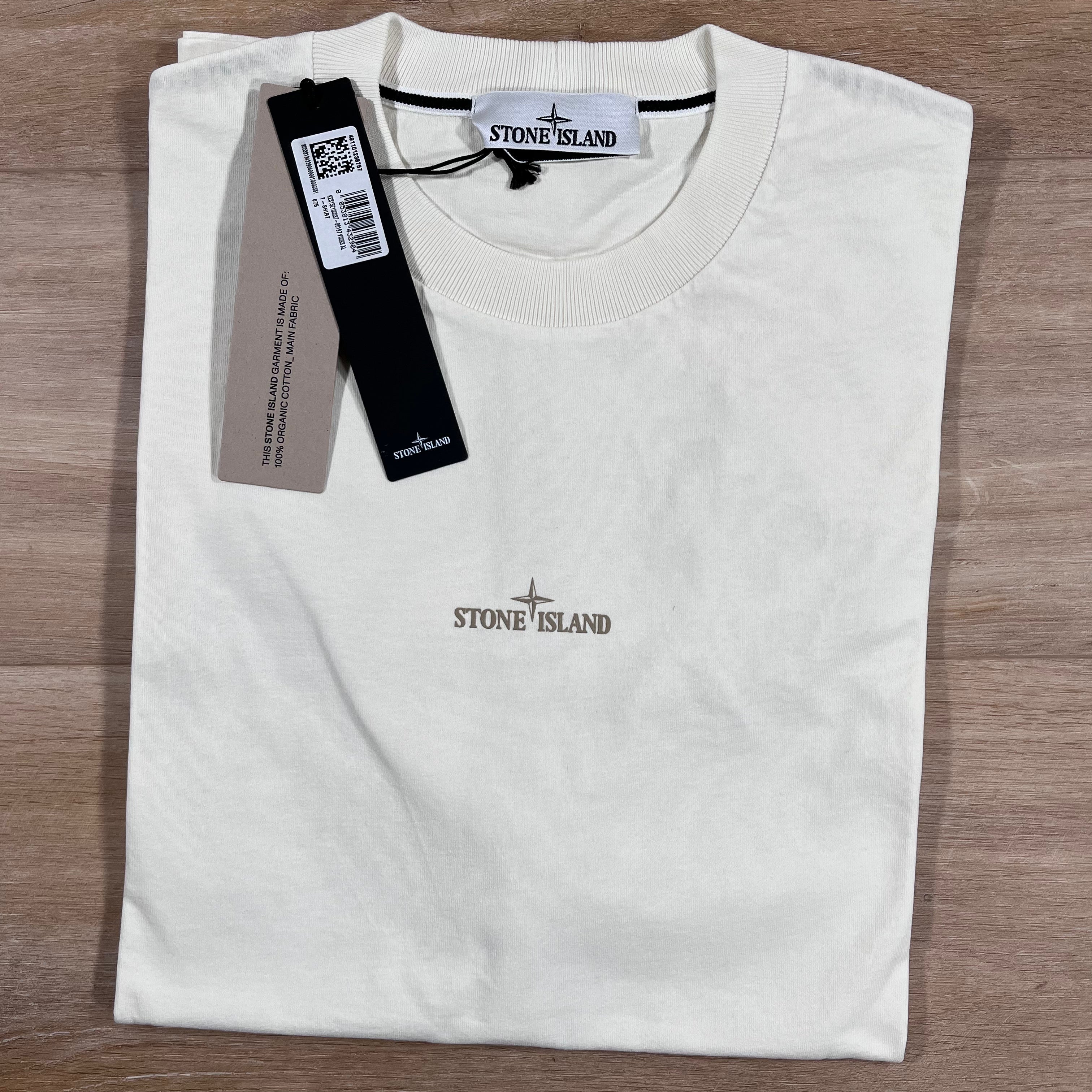 Stone Island 'Bleeding Numbers' Print T-Shirt in Ivory