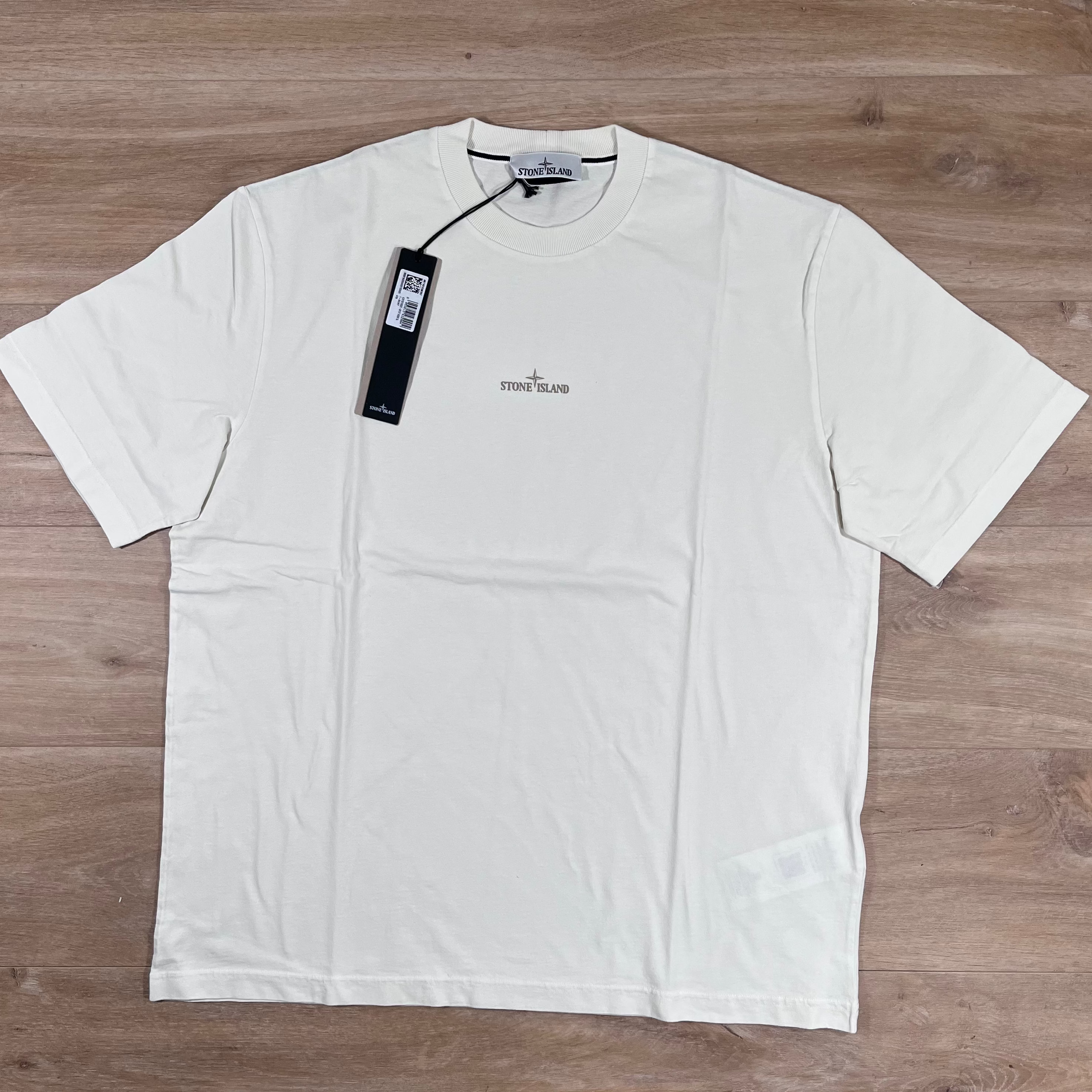 Stone Island 'Bleeding Numbers' Print T-Shirt in Ivory