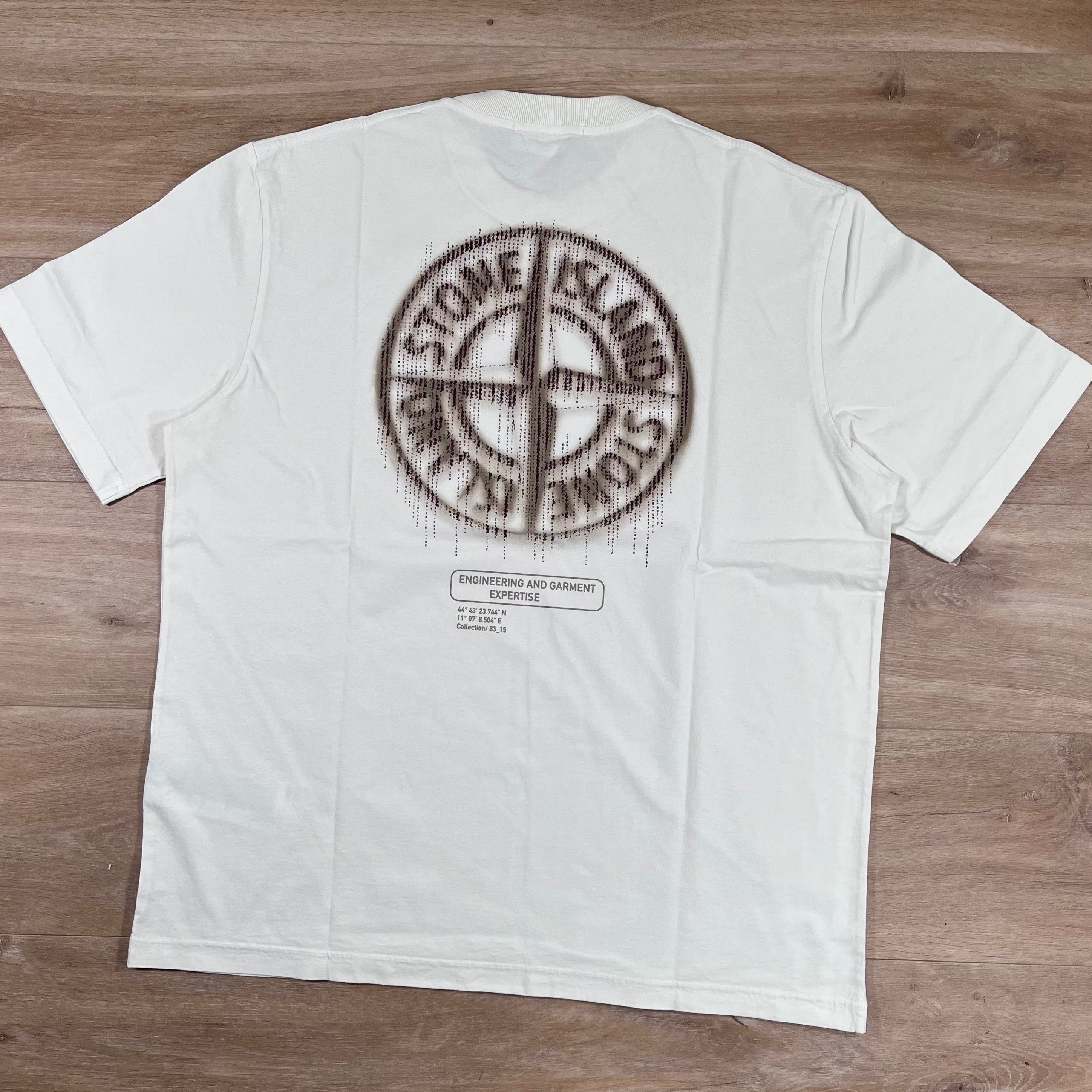 Stone Island 'Bleeding Numbers' Print T-Shirt in Ivory