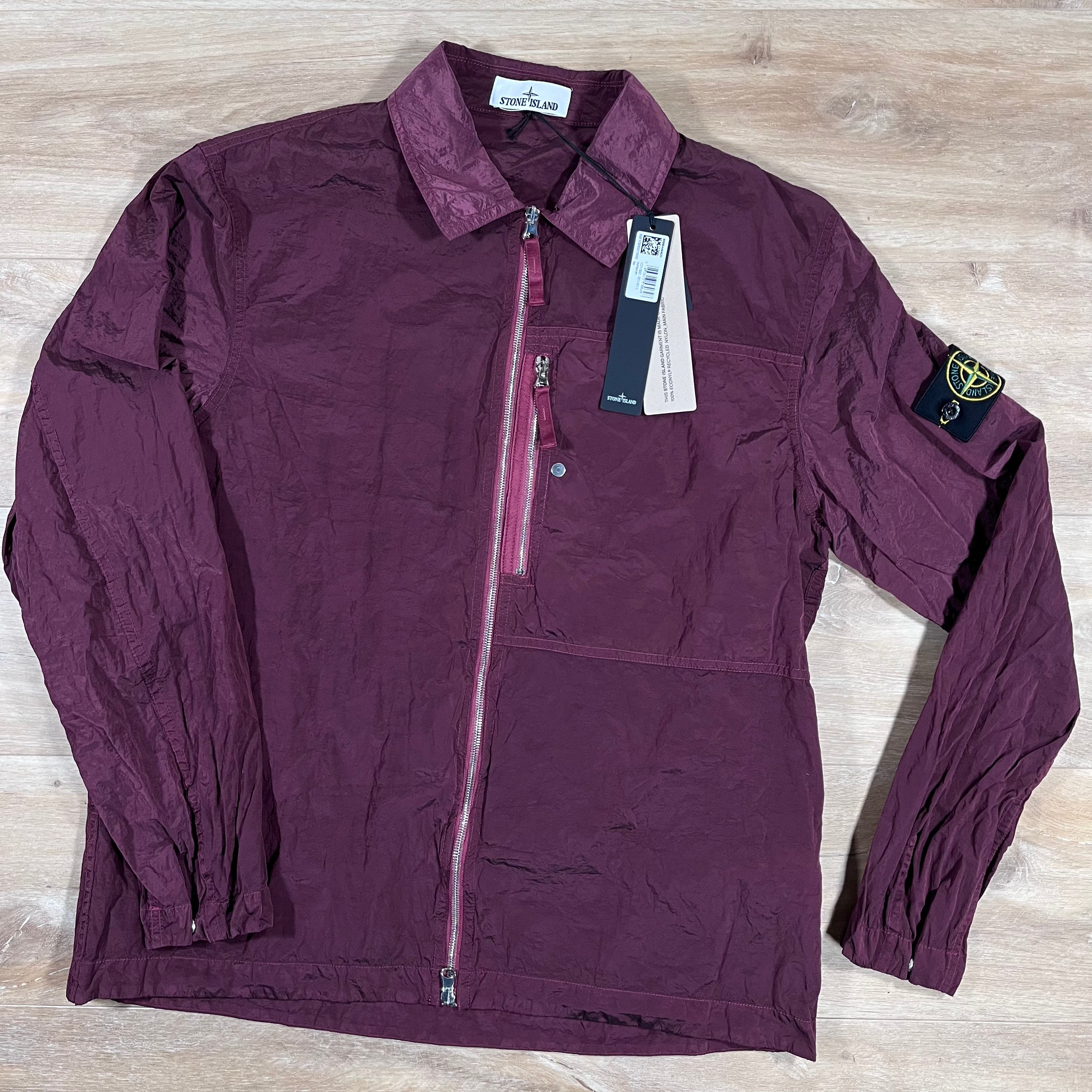 Stone Island Nylon Metal Overshirt in Dark Burgundy