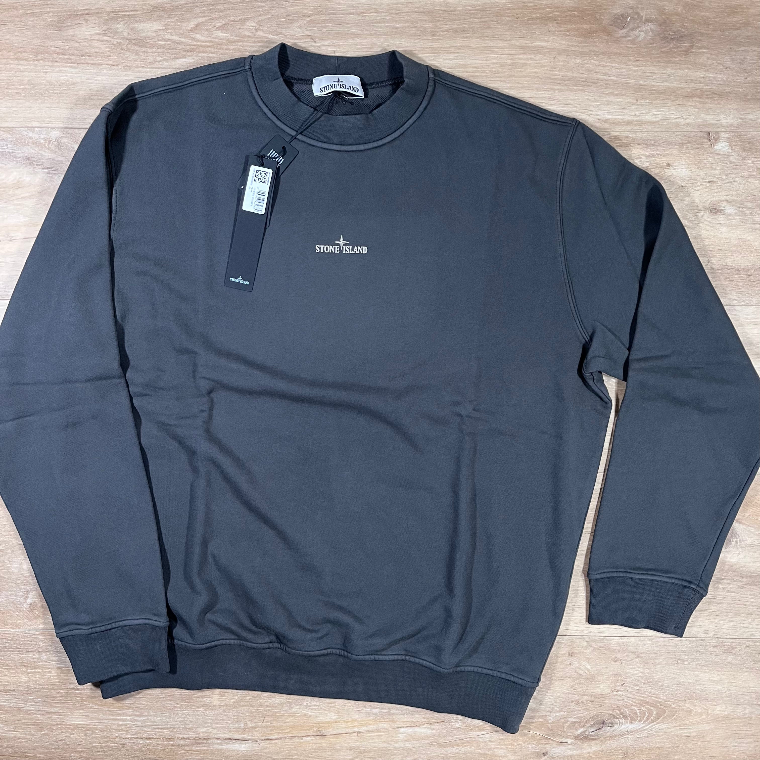 Stone Island Industrial Print Oversized Crewneck Sweatshirt in Lead Grey