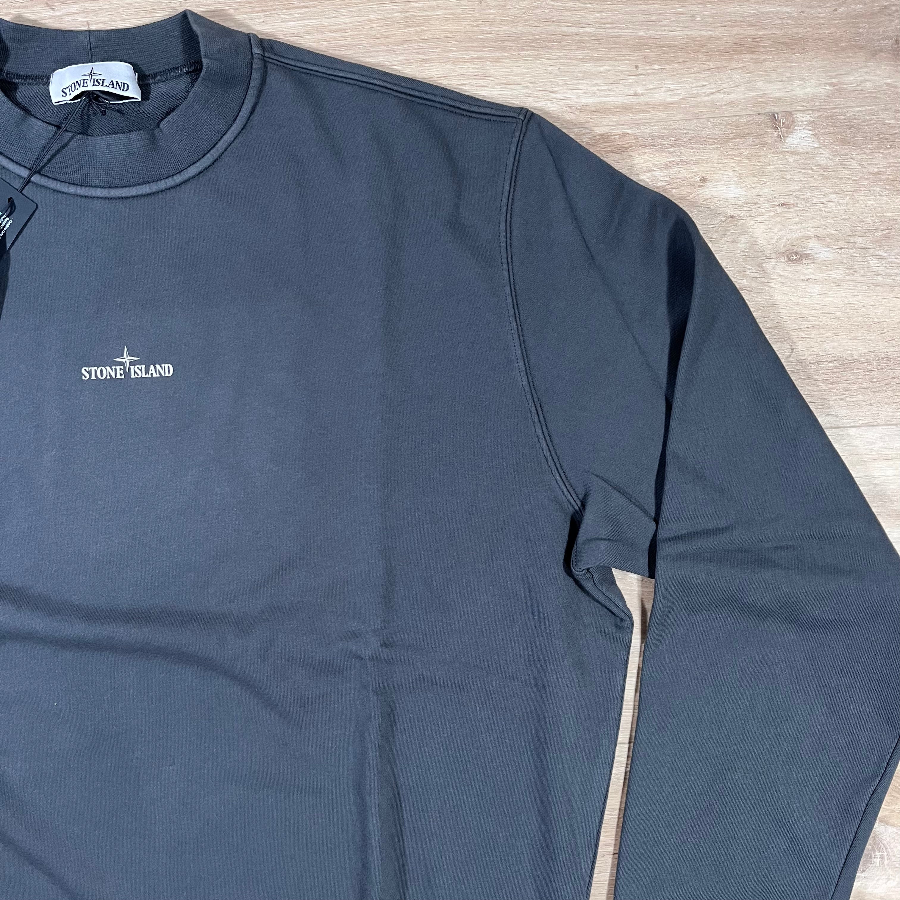 Stone Island Industrial Print Oversized Crewneck Sweatshirt in Lead Grey