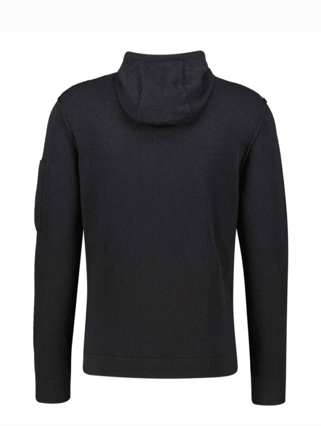 Cp Company Sponge Knit Lens Hooded Sweatshirt In Black
