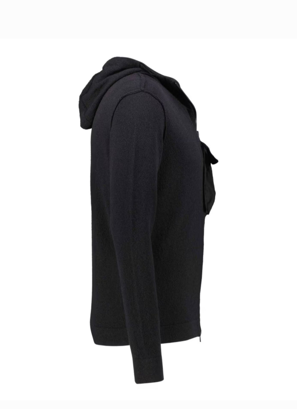 Cp Company Sponge Knit Lens Hooded Sweatshirt In Black