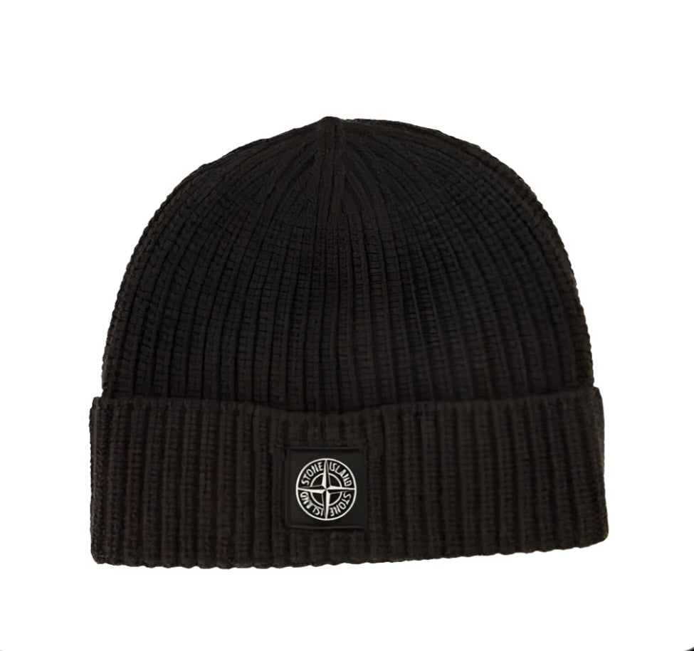 Stone Island Wool Beanie In Lead Grey