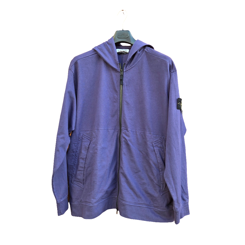 Stone Island Light Fleece Full Zip Hoodie In Blue