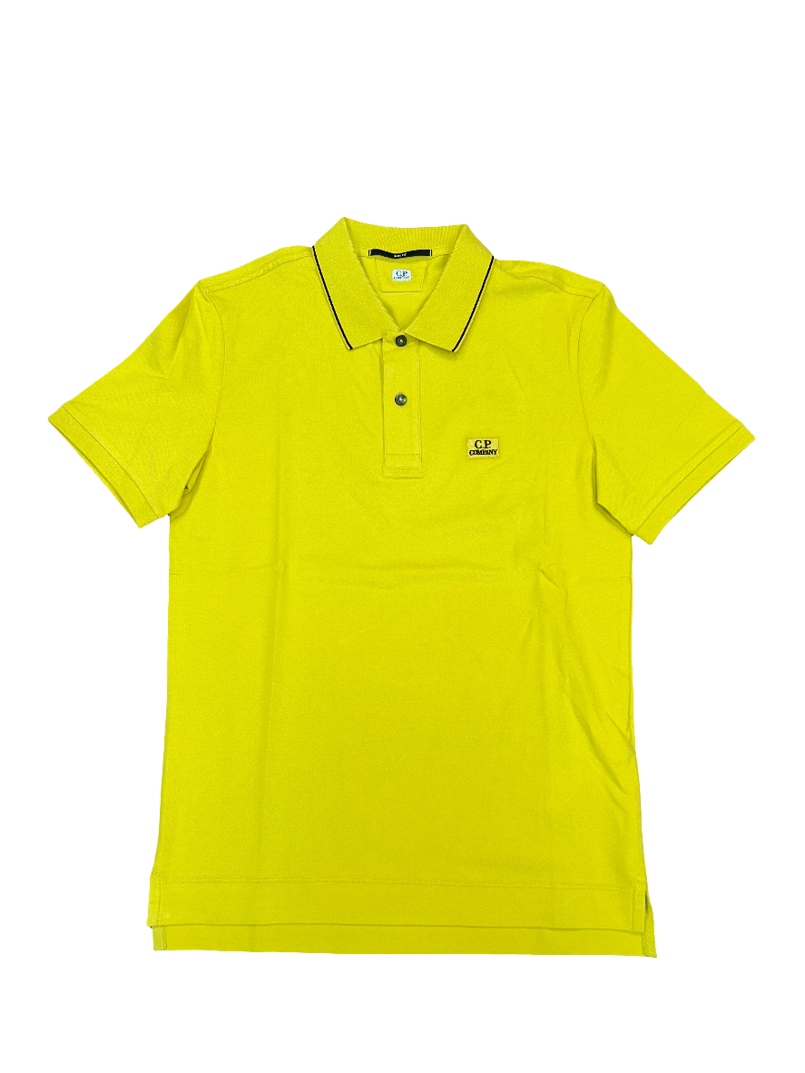 Cp Company Slim Fit Stretch Piquet Short Sleeve Polo Shirt in Golden Palm