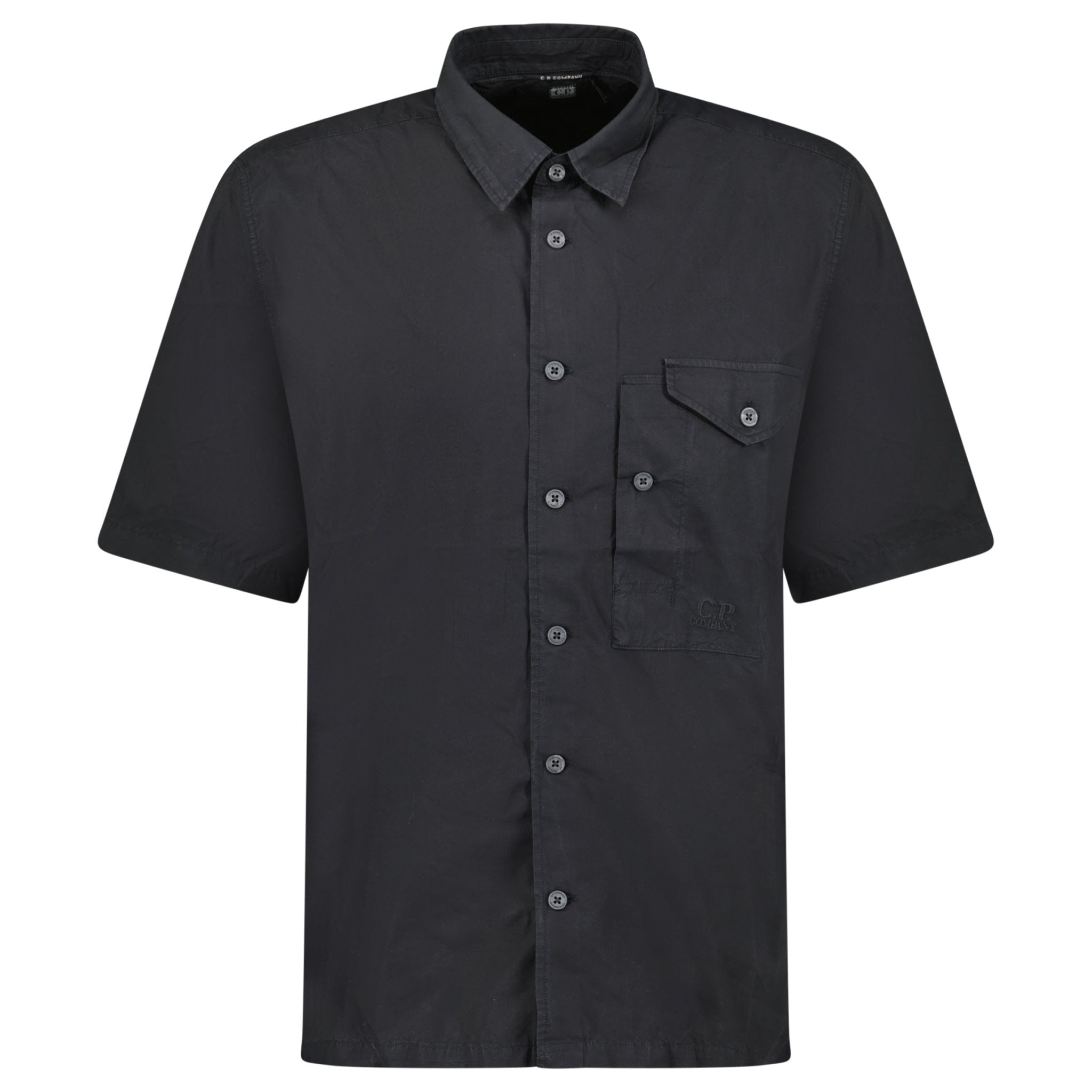 CP Company Black Popeline Short Sleeve Shirt