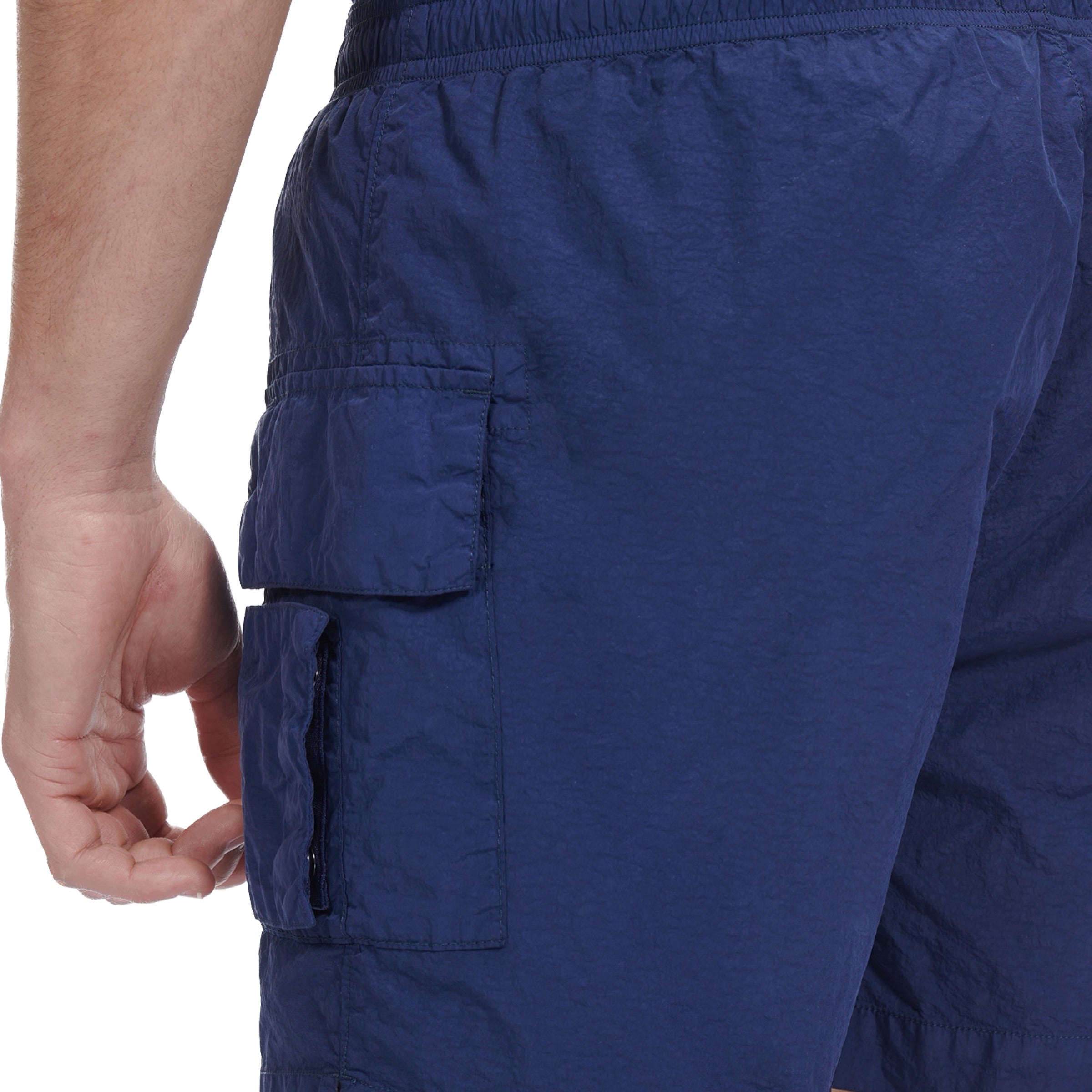 Cp Company Flatt Nylon Stitch Logo Utility Shorts In Medieval Blue