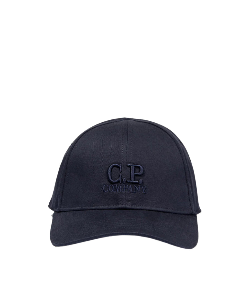 Cp Company Gabardine Logo Cap In Navy