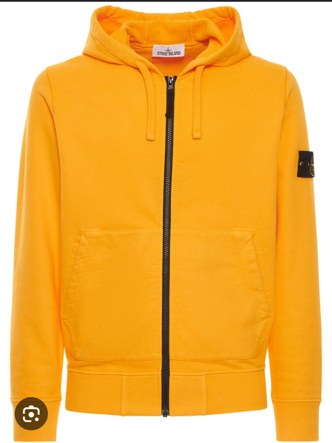 Stone Island Cotton Full Zip Hoodie In Orange