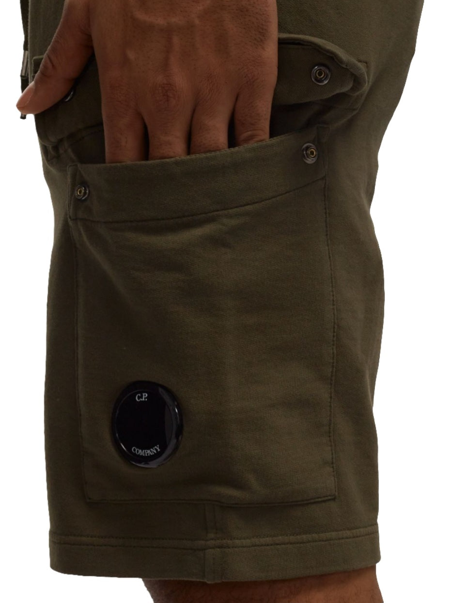 Cp Company Light Fleece Lens Shorts in Ivy Green