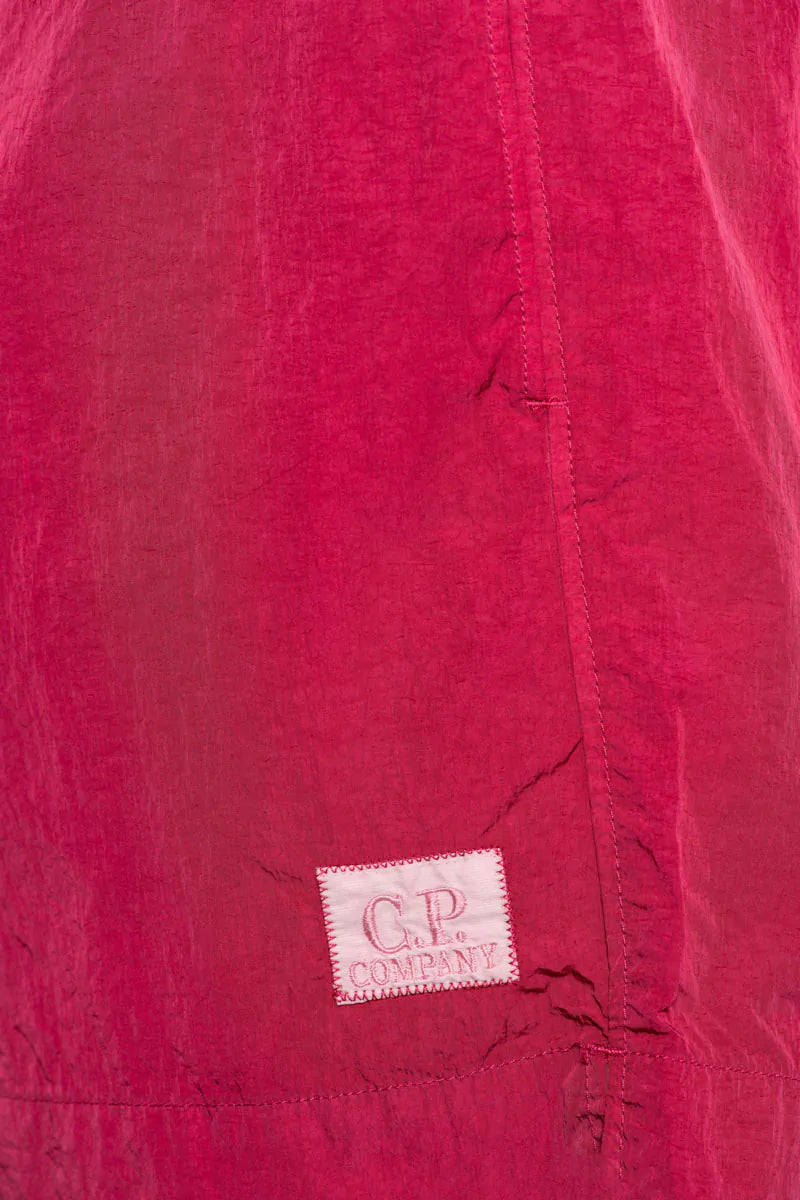 Cp Company 201A Eco Chrome-R Button Swimshorts In Bud Red